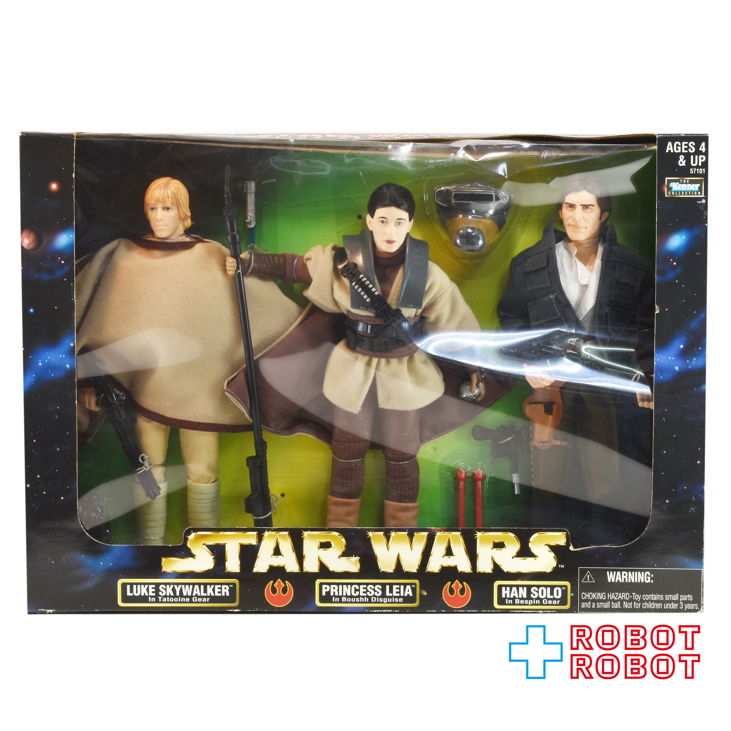 ハズブロ スター・ウォーズ アクションコレクション ルーク・スカイウォーカー(タトゥイーン・ギア)＆プリンセス・レイア(ブーシ ディズガイズ)＆ハン・ソロ(ベスピン・ギア) 12インチフィギュア 未開封