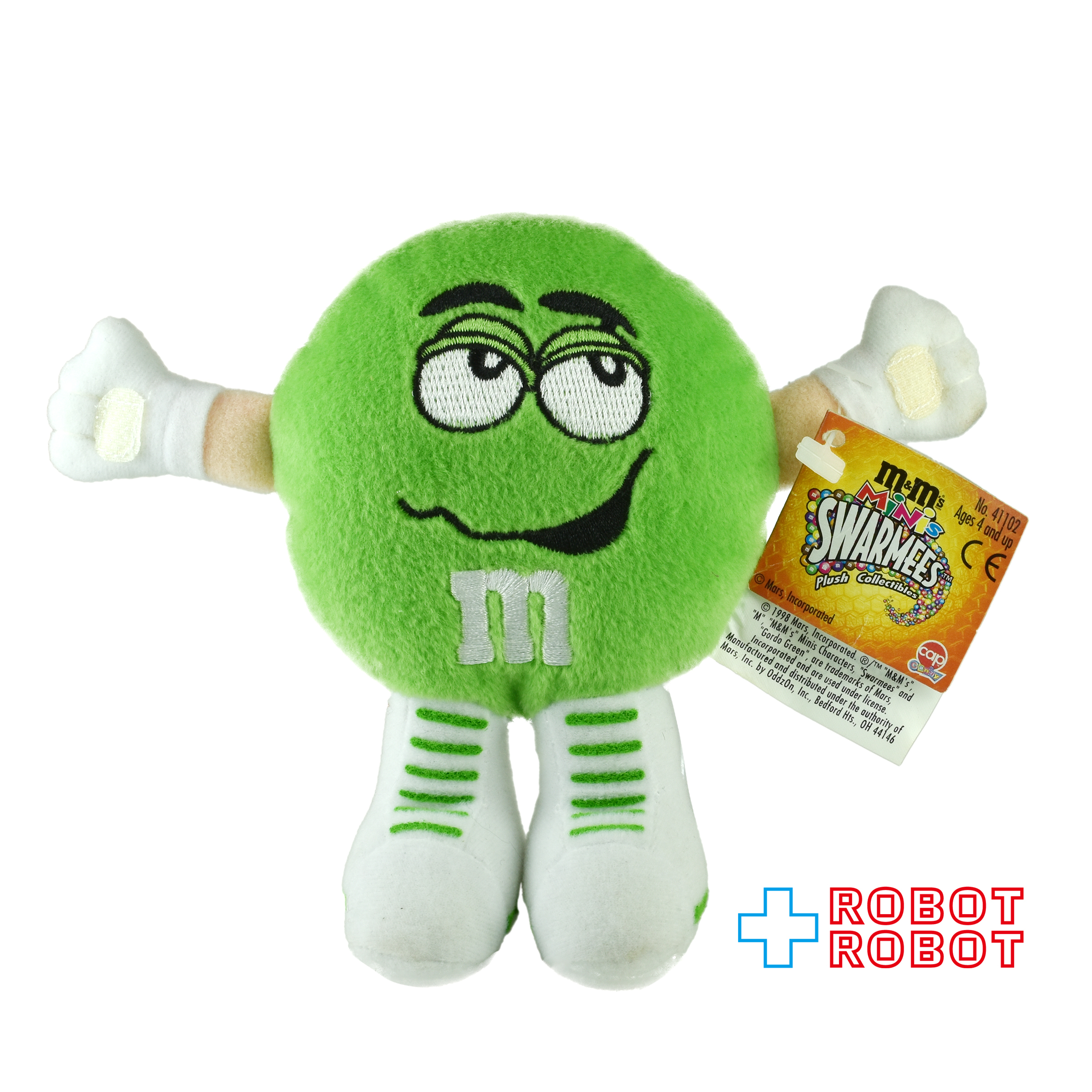M&M's ミニズ サワーミーズ プラッシュ コレクティブル グリーン エムアンドエムズ ぬいぐるみ人形 1998 紙タグ付き 企業物 入荷写真