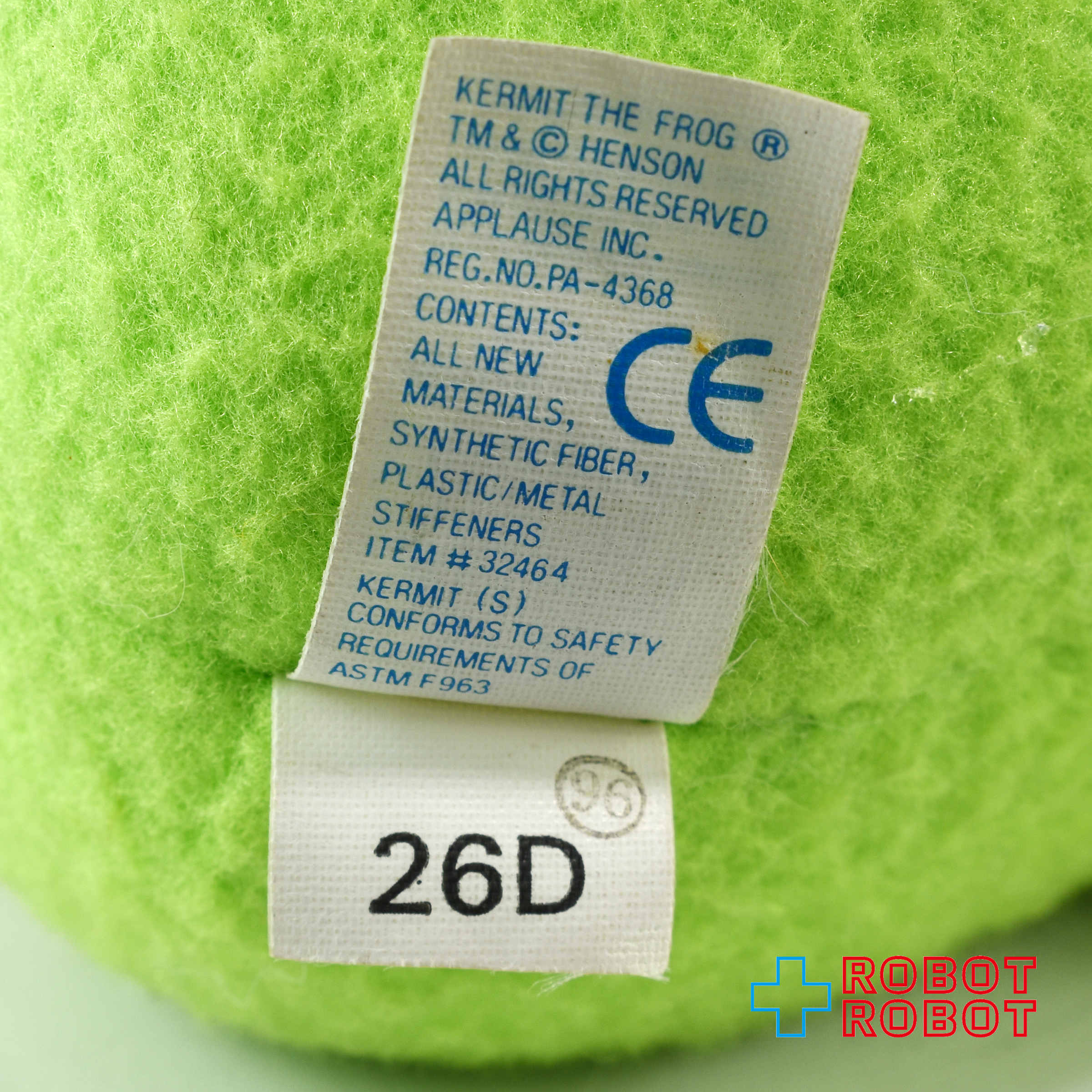 アプローズ マペッツ カーミット 32cm ベンダブルぬいぐるみ人形 プラタグ付き 入荷写真