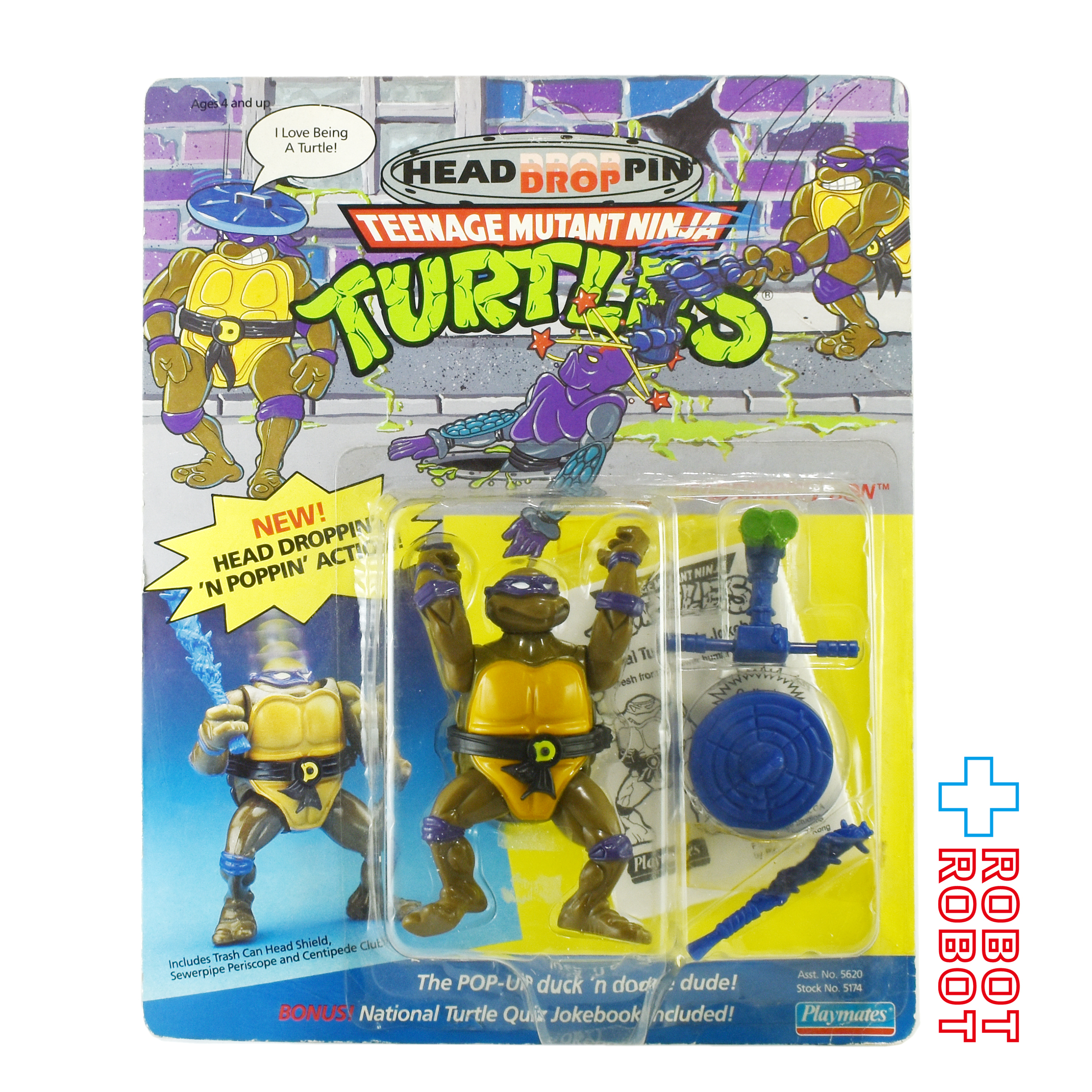 プレイメイツ TMNT ニンジャ・タートルズ ヘッドドロッピン ドン ドナテロ 1991 アクションフィギュア 未開封 入荷写真