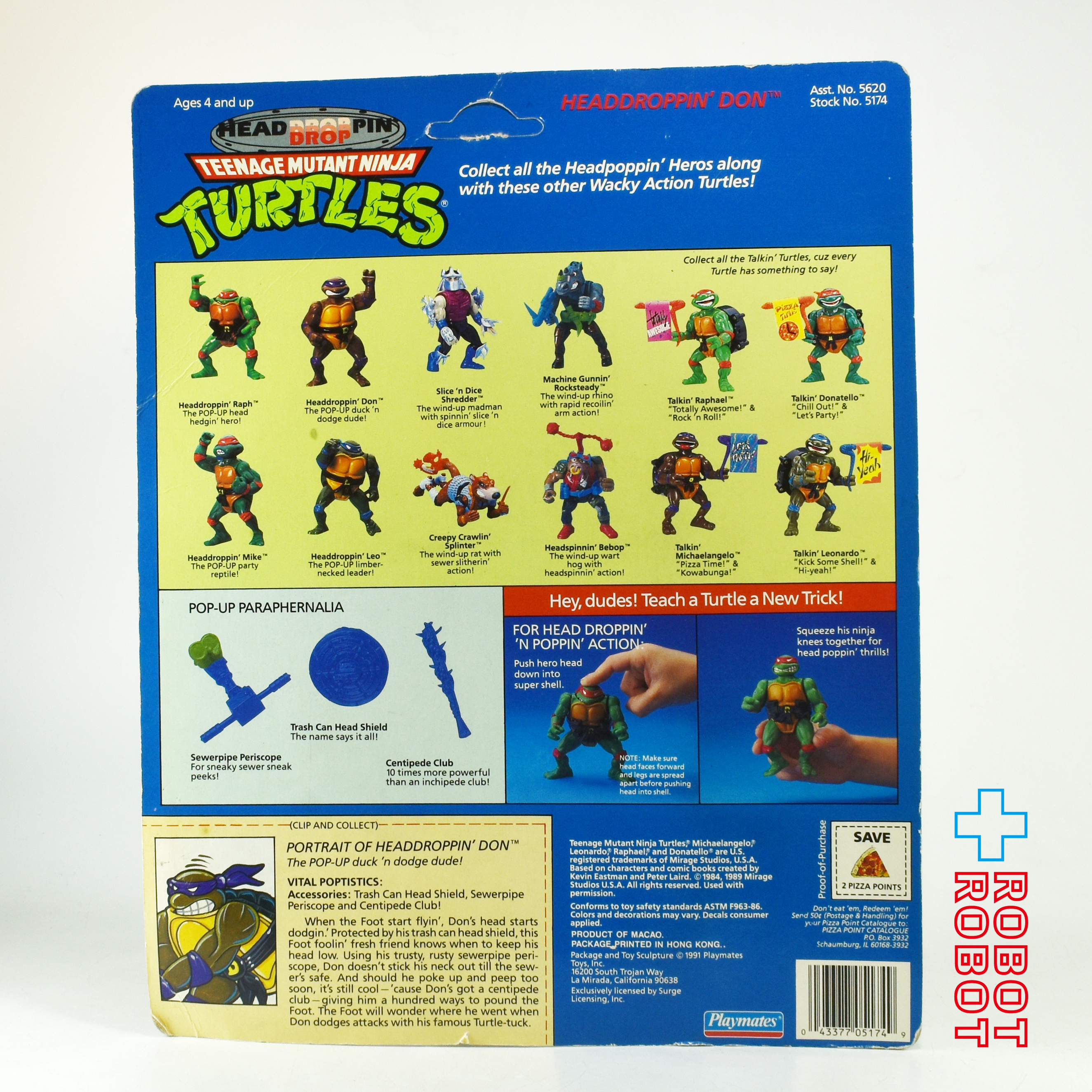プレイメイツ TMNT ニンジャ・タートルズ ヘッドドロッピン ドン ドナテロ 1991 アクションフィギュア 未開封 入荷写真