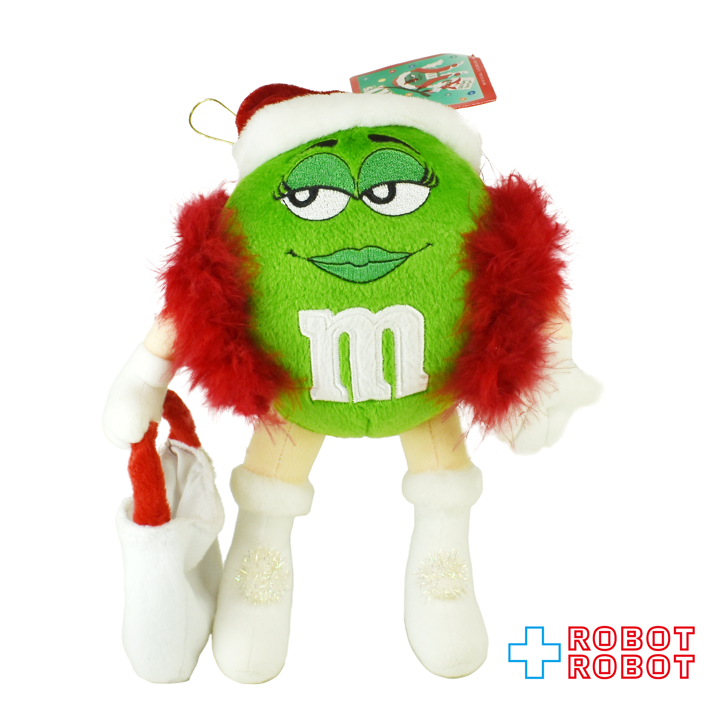 M&M's サンタ グリーン エムアンドエムズ ぬいぐるみ人形 紙タグ付き 企業物 入荷写真