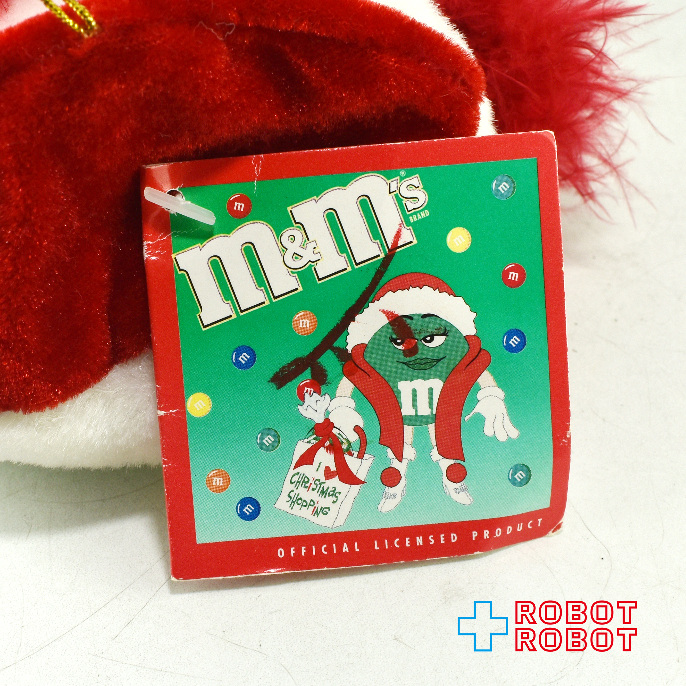 M&M's サンタ グリーン エムアンドエムズ ぬいぐるみ人形 紙タグ付き 企業物 入荷写真