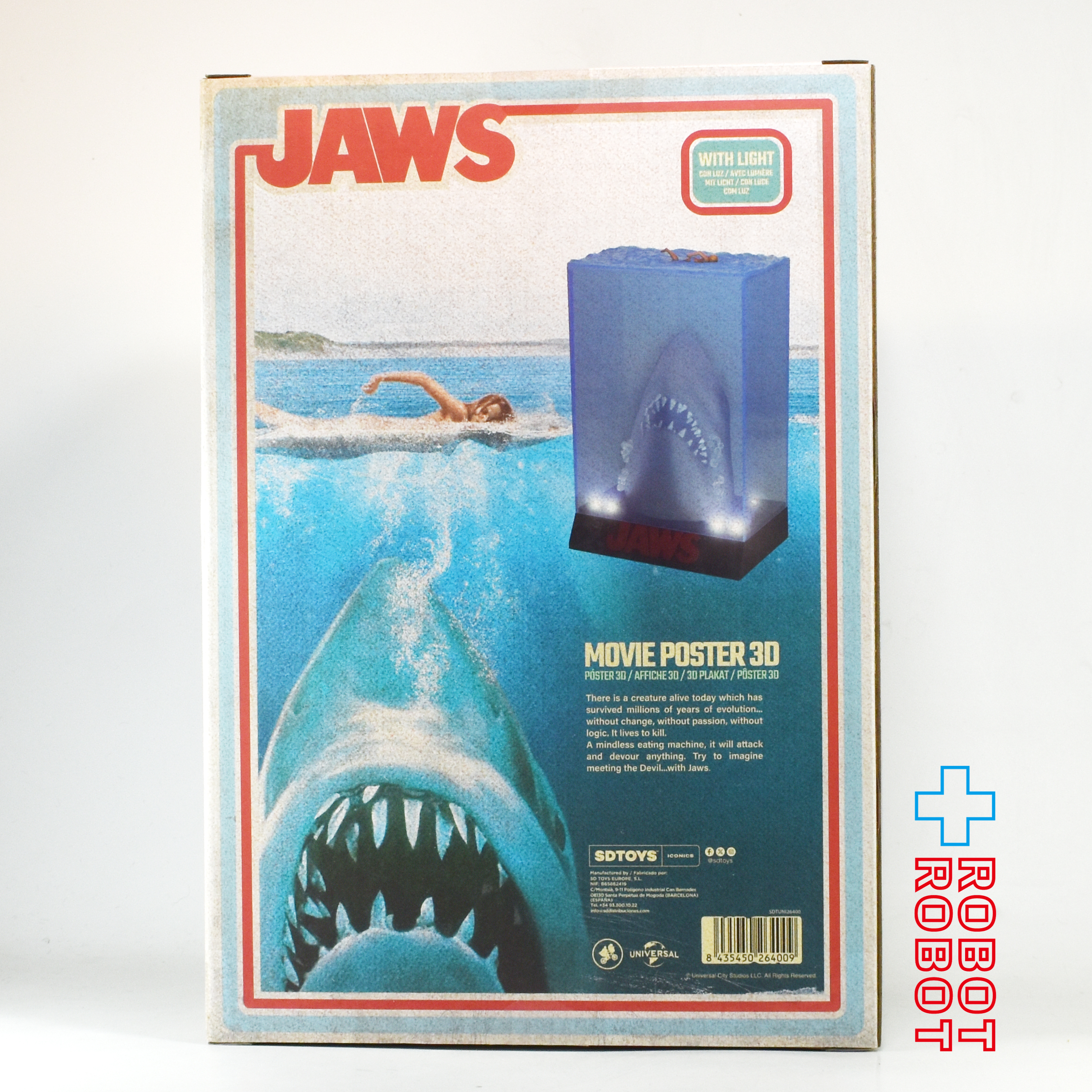 SDトイズ JAWS ジョーズ 50周年 ムービー ポスター 3D w/ ライトアップ スタチュー フィギュア 未開封 入荷写真