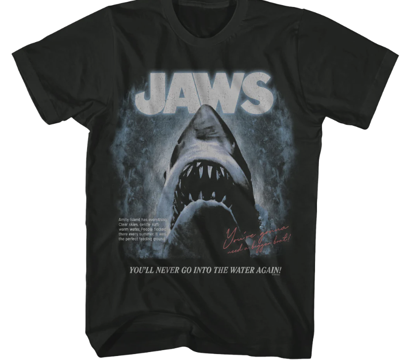 ジョーズ JAWS もう二度と水には入らない グラフィック Tシャツ ブラック アメリカンクラシックス 入荷写真