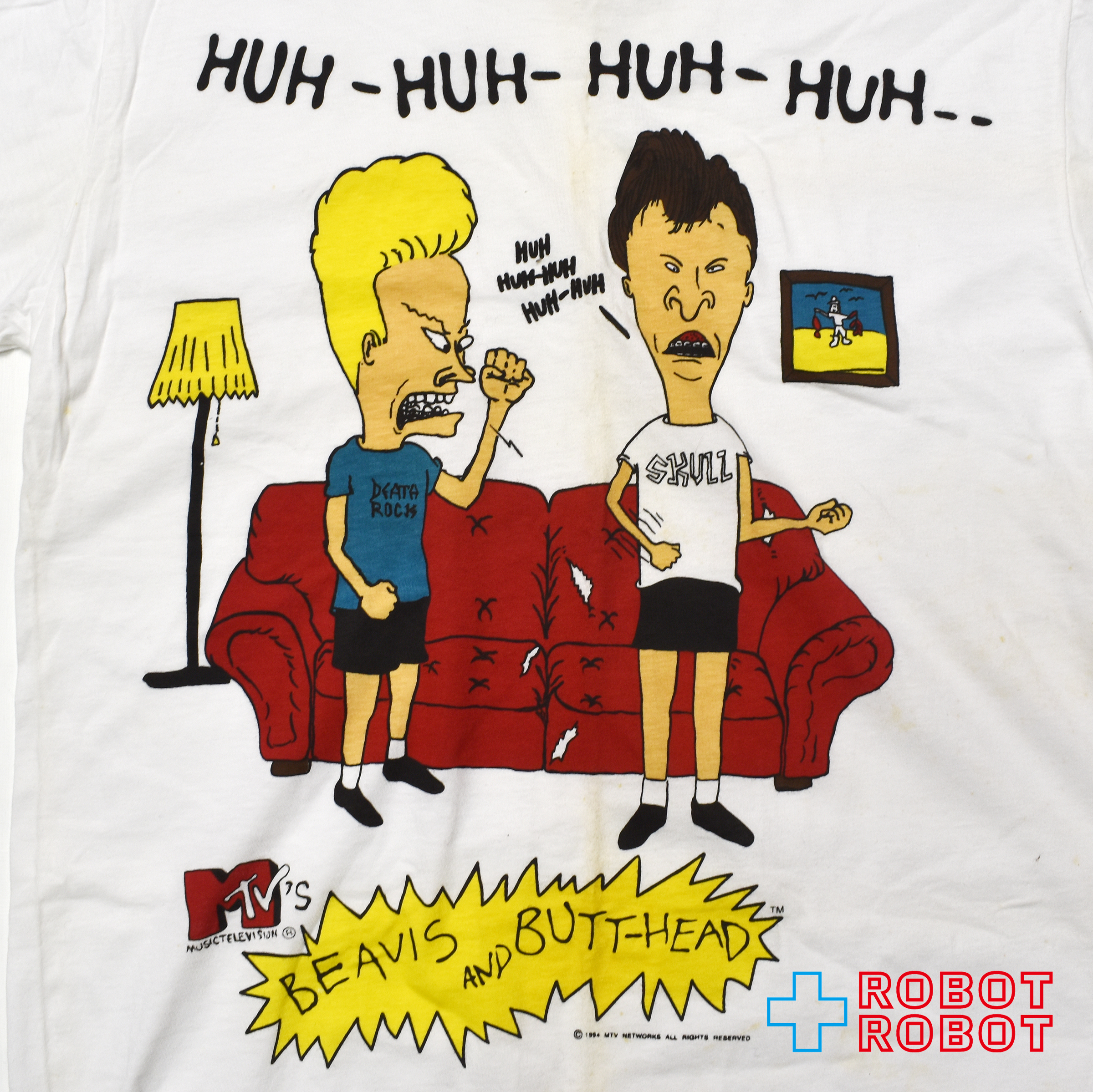 アメリカンウェア ビーバス & バットヘッド MTV "HUH-HUH-HUH-HUH" Tシャツ 90's USA製 ホワイト Lサイズ 入荷写真