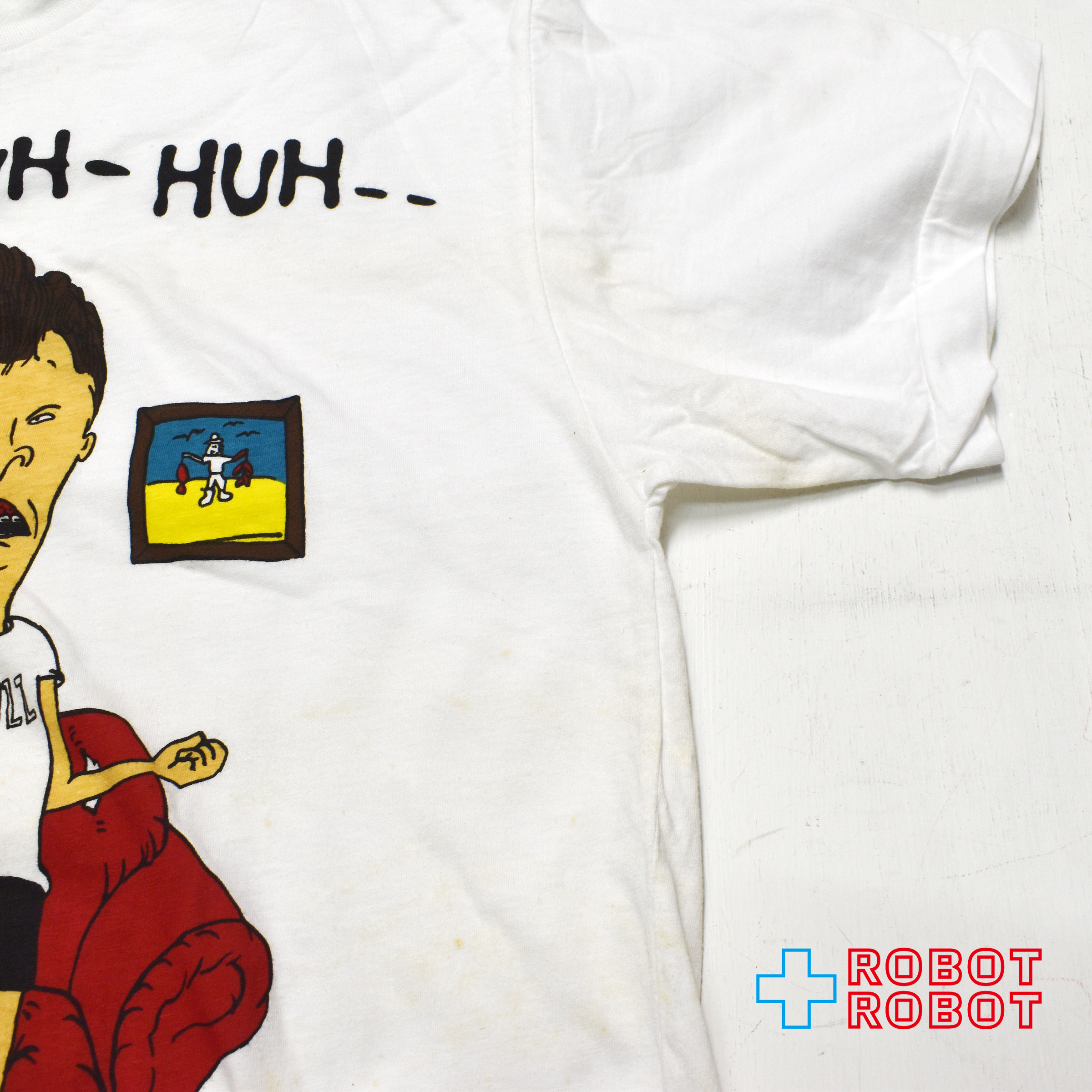 アメリカンウェア ビーバス & バットヘッド MTV "HUH-HUH-HUH-HUH" Tシャツ 90's USA製 ホワイト Lサイズ 入荷写真