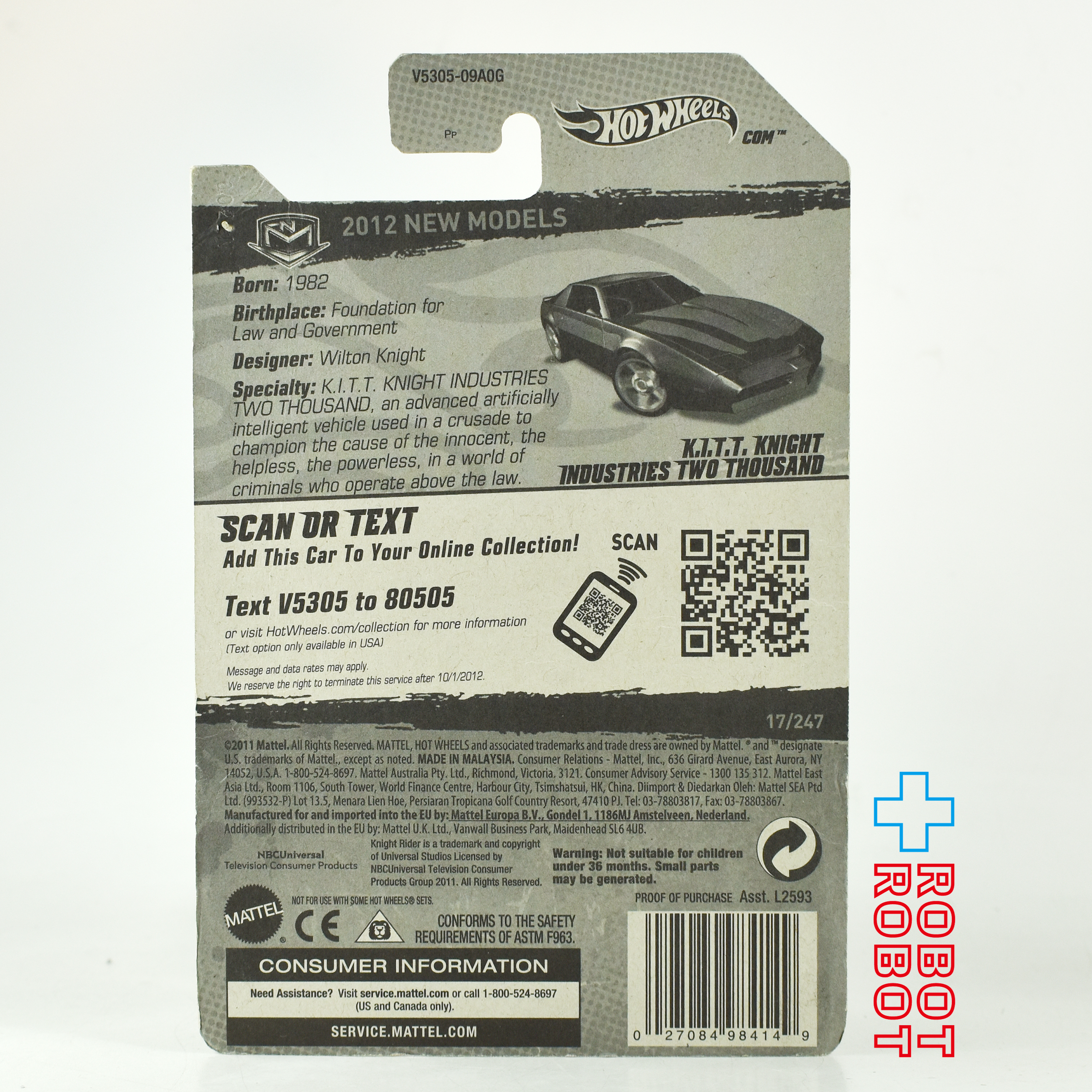 ホットウィール スクリーンタイム 10/10 ナイトライダー K.I.T.T. ダイキャスト ミニカー 2012 ニューモデル 未開封 入荷写真