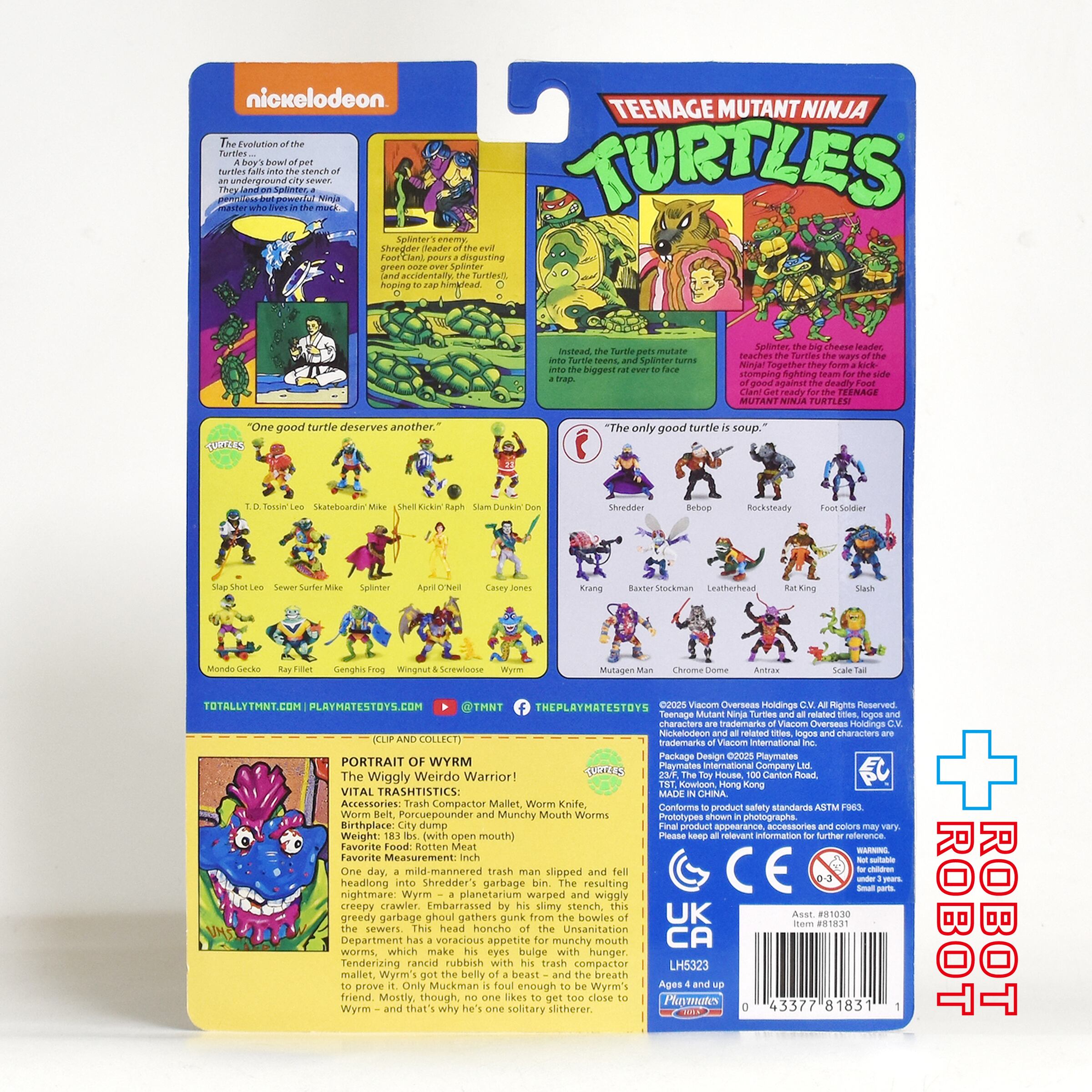 プレイメイツ タートルズ TMNT オリジナル・クラシック ワーム 4インチ ベーシックフィギュア 未開封 入荷写真