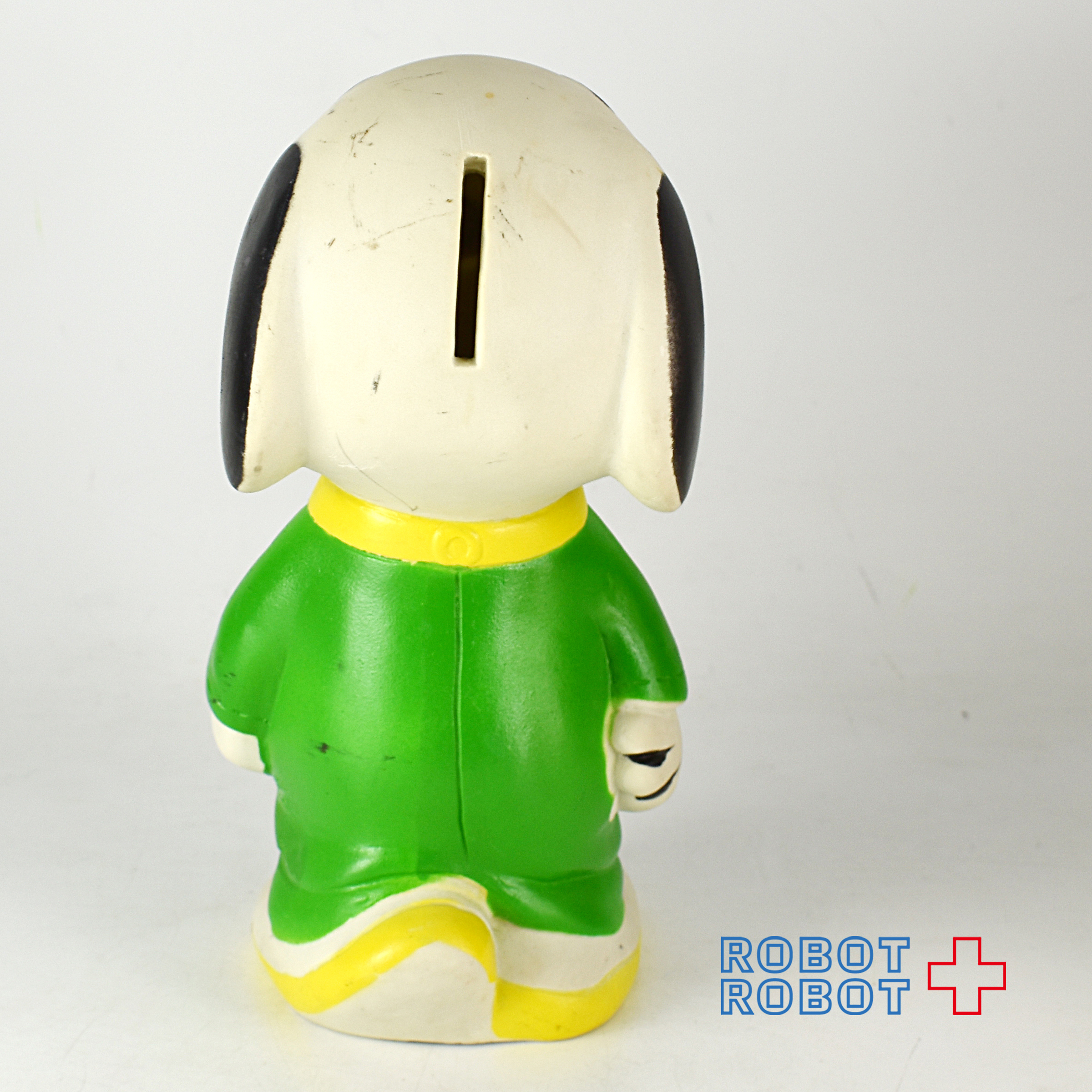 スヌーピー ソフビ貯金箱 ミドリのパジャマ 底フタ欠 入荷写真