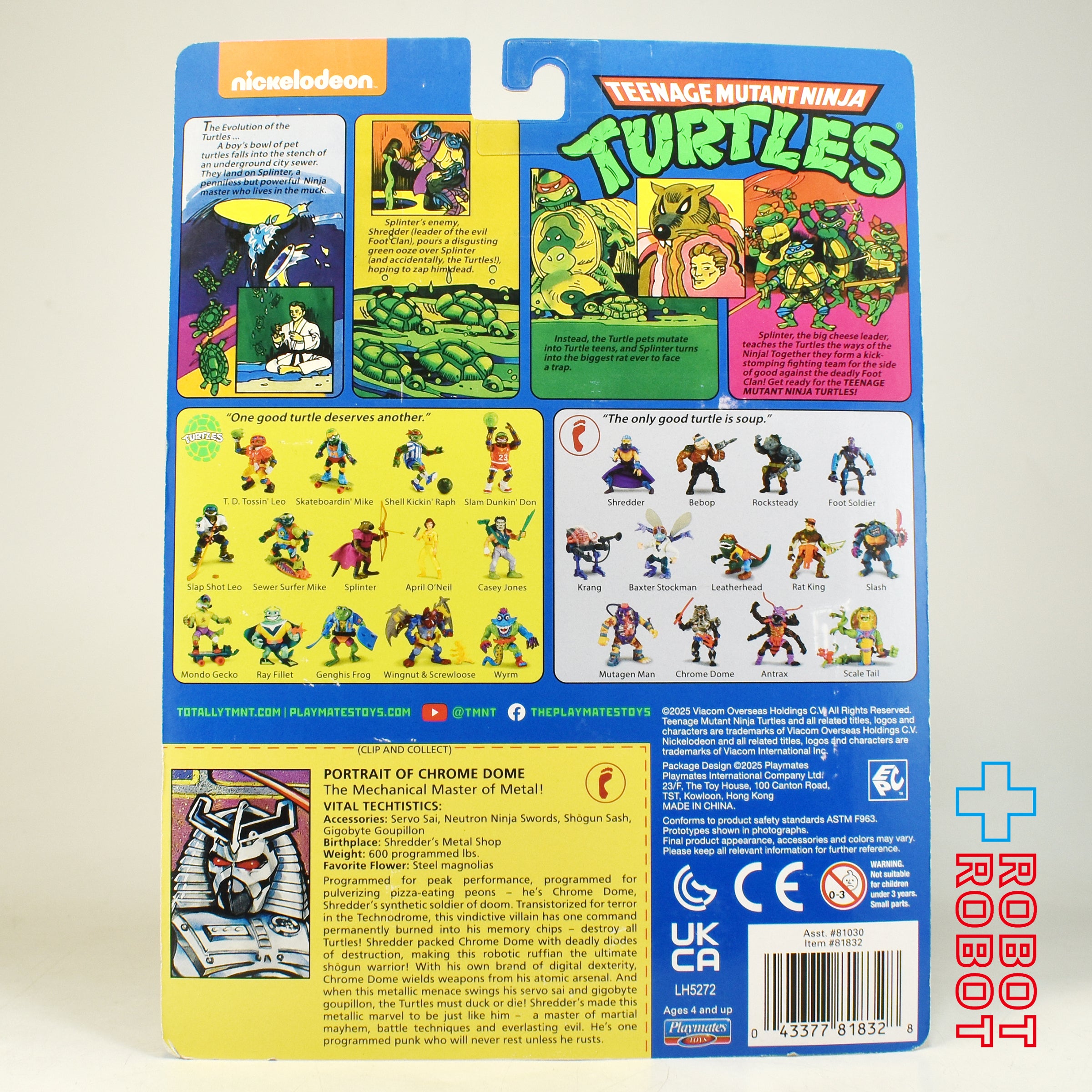 プレイメイツ タートルズ TMNT オリジナル・クラシック 2025 クローム・ドーム 4インチ ベーシックフィギュア 未開封 入荷写真