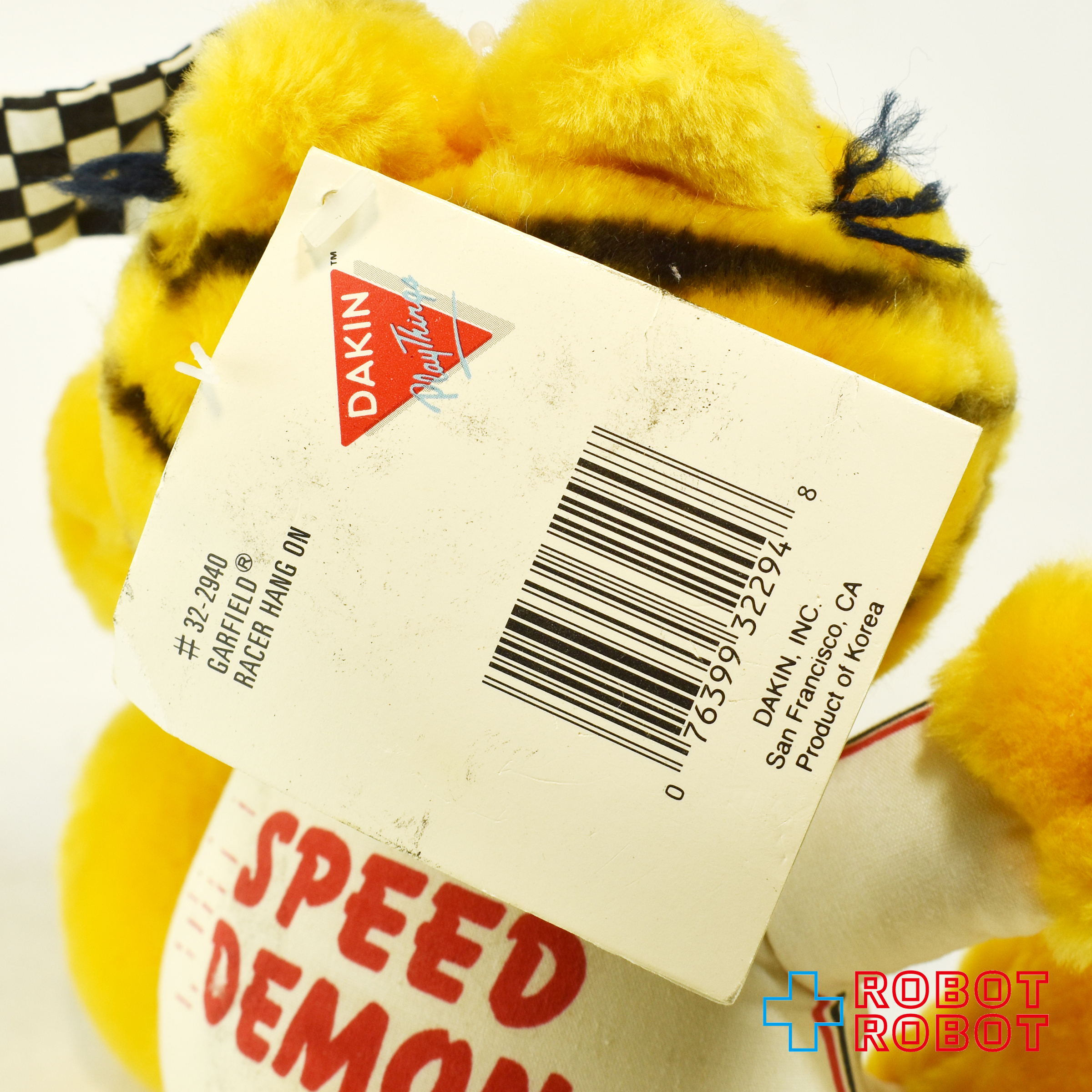 Dakin ガーフィールド レーサー SPEED DEMON 吸盤付ぬいぐるみ人形 紙タグ付き 入荷写真
