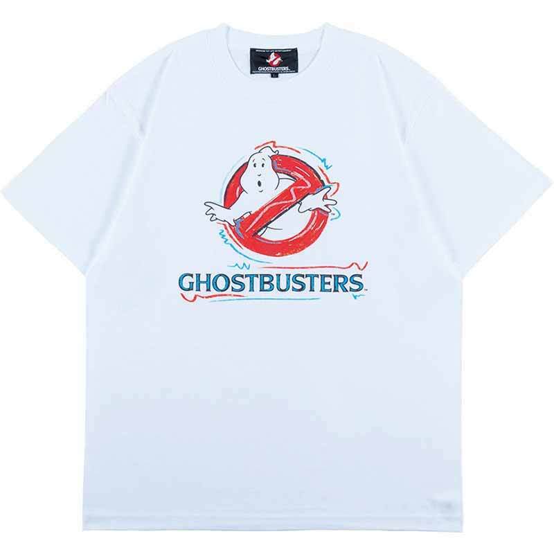 メディコム・トイ MLE ゴーストバスターズ ロゴ (落書き) ホワイト Tシャツ XLサイズ 紙タグ付き 入荷写真
