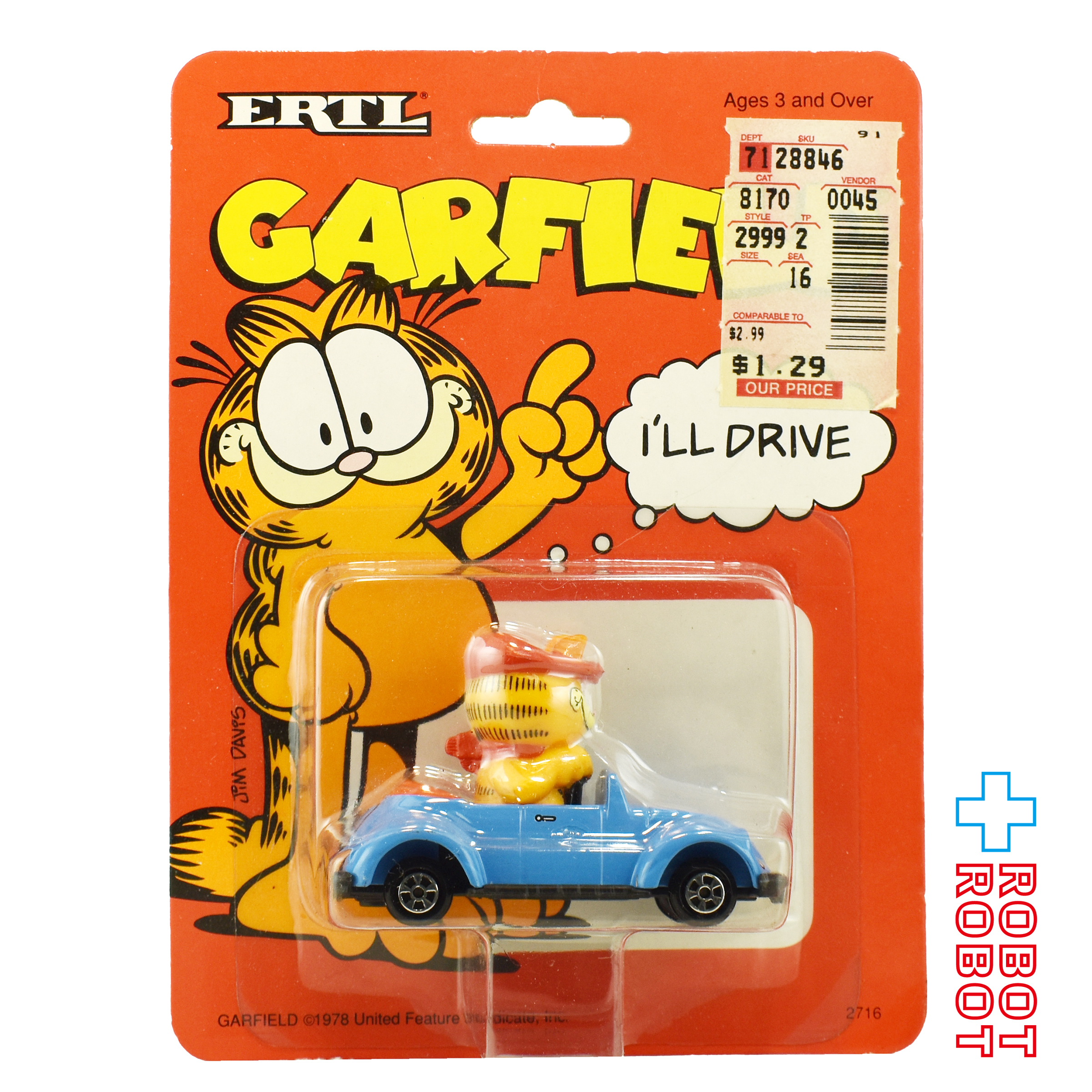 ERTL ガーフィールド I'LL DRIVE ダイキャストカー 1990 未開封 入荷写真