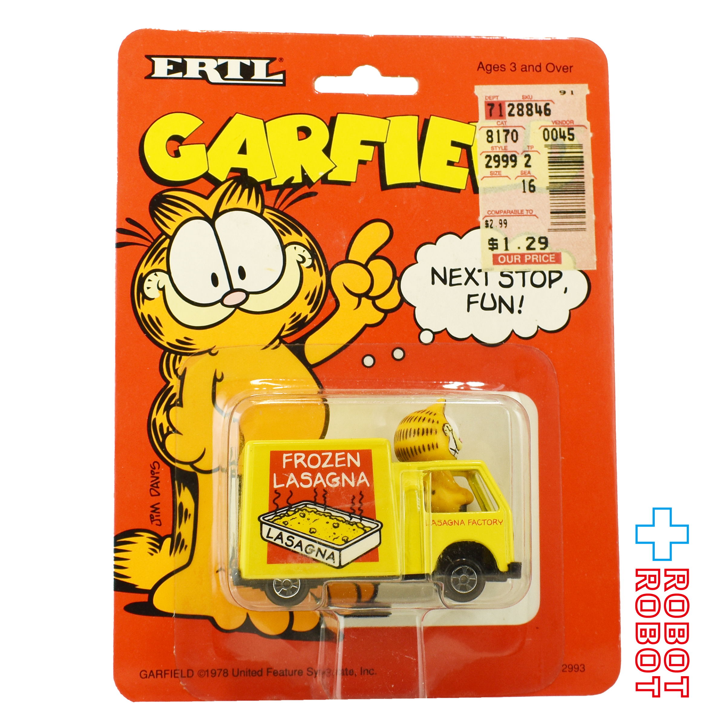 ERTL ガーフィールド NEXT STOP, FUN! ダイキャストカー 1990 未開封 入荷写真