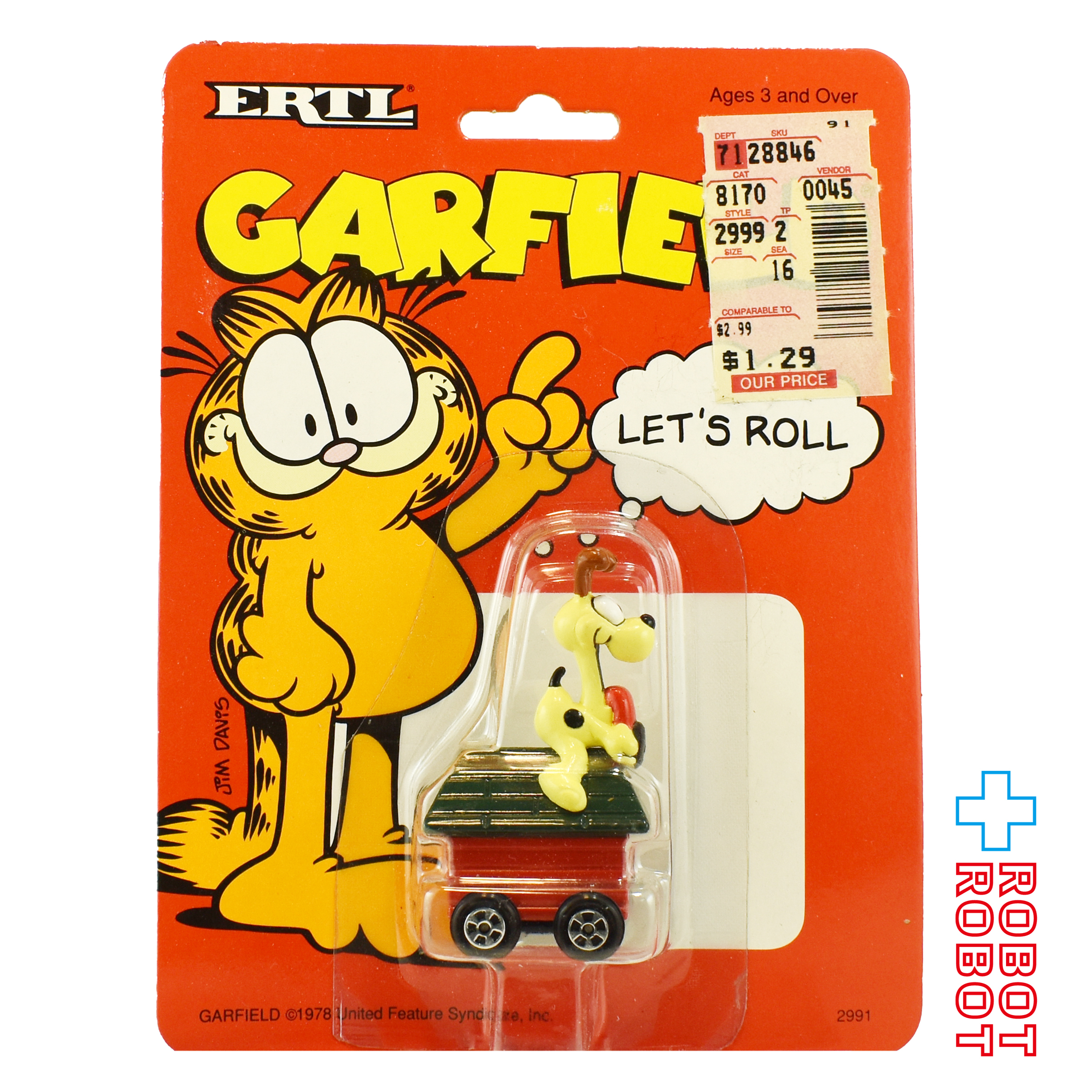 ERTL ガーフィールド オーディー LET'S ROLL ダイキャストカー 1990 未開封 入荷写真