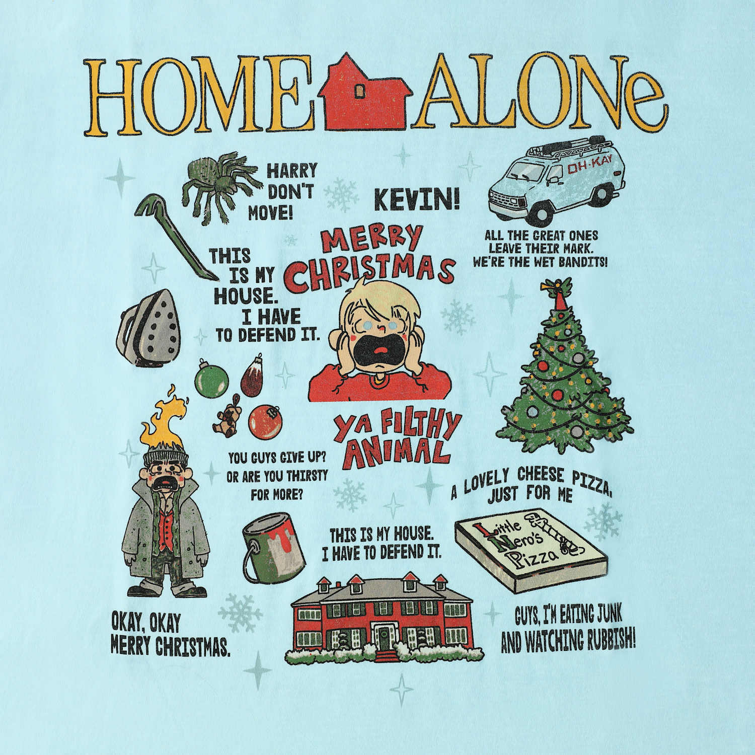 HOME ALONE ホーム・アローン ケヴィン 落書き グラフィック Tシャツ ブルー Lサイズ 入荷写真