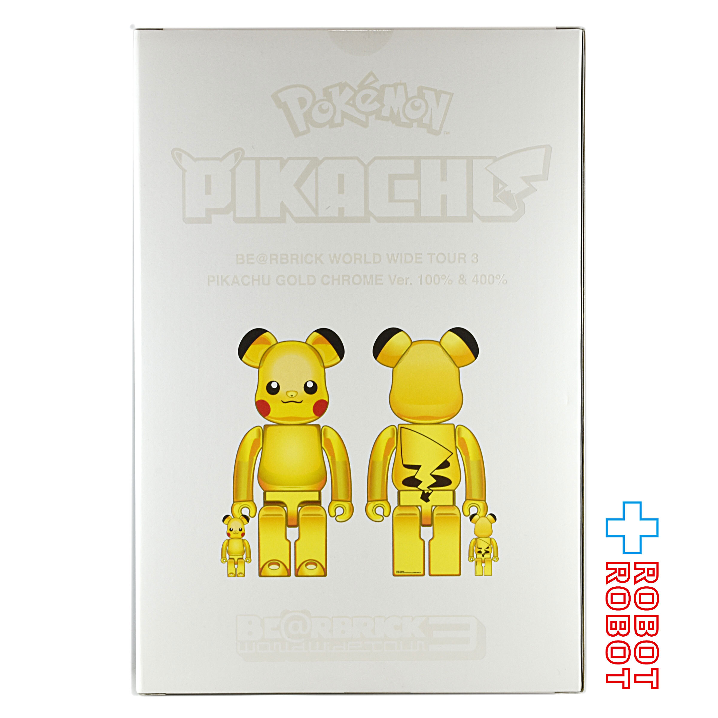 メディコム ベアブリック WORLD WIDE TOUR 3 開催記念商品 ピカチュウ GOLD CHROME Ver.100％ & 400％ 未開封 入荷写真