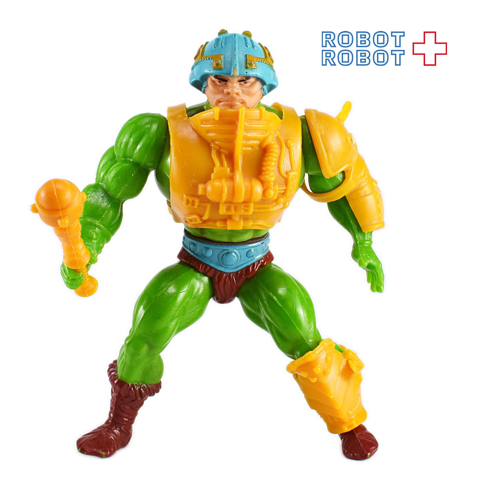 マテル ヒーマン オリジナル MOTU シリーズ1 マンアットアームズ (グレイドットオンヘルメット) アクションフィギュア 1982 武器付き完品 入荷写真