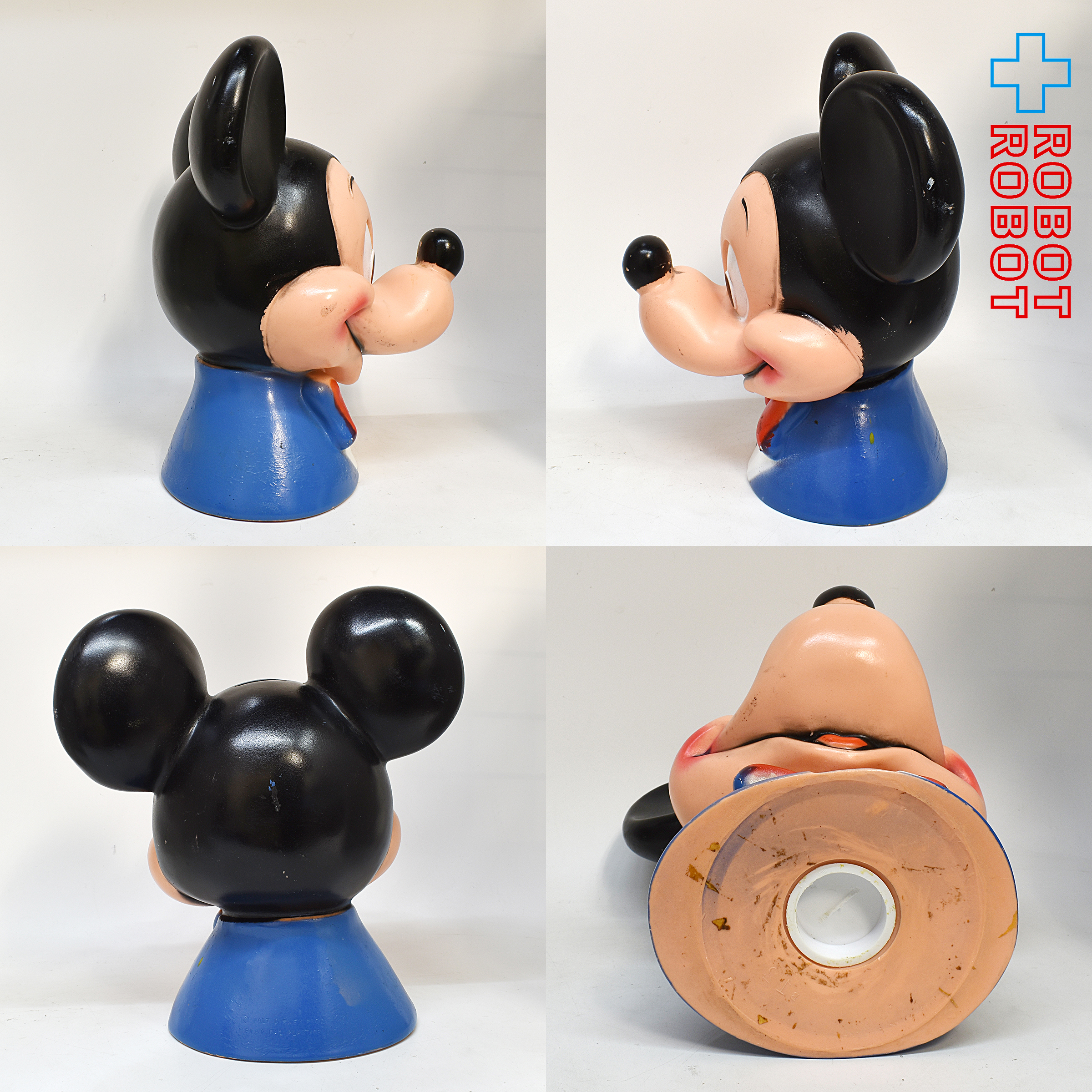 プレイパル ディズニー ミッキーマウス ヘッドソフビ貯金箱 1971 底蓋付 入荷写真