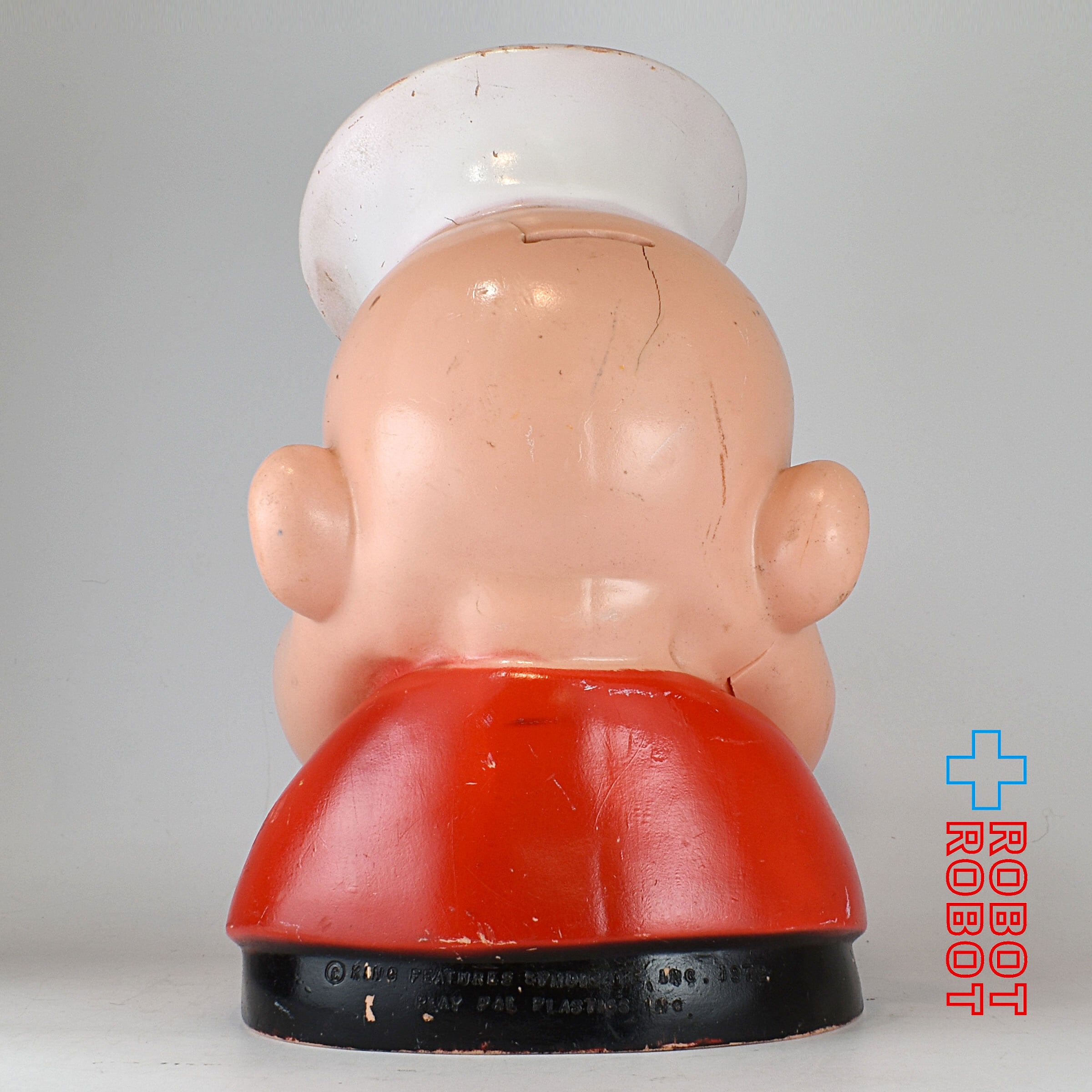 ※底蓋欠：プレイパル社 ポパイ ヘッド ソフビ貯金箱 1972 入荷写真