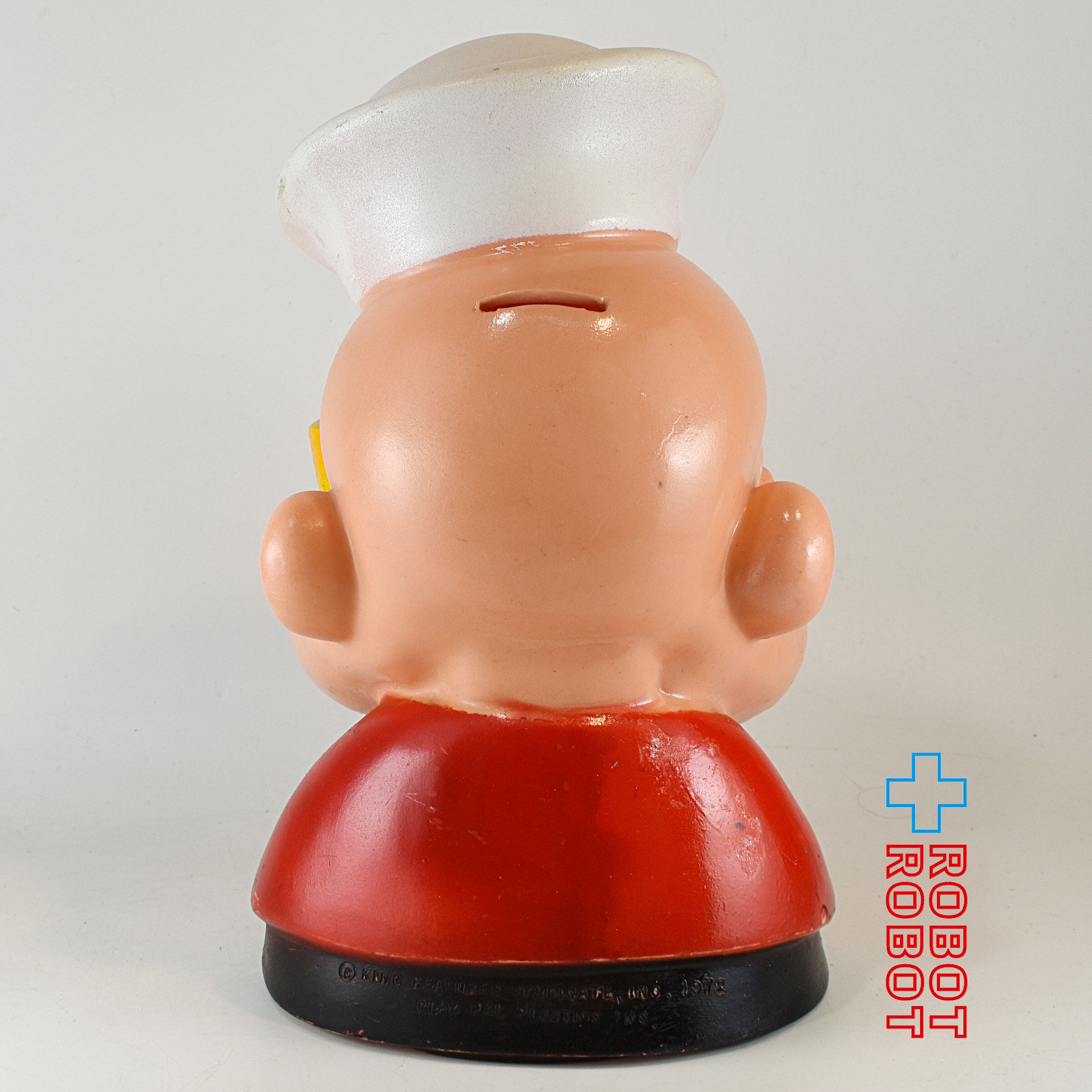 ※底蓋欠：プレイパル社 ポパイ ヘッド ソフビ貯金箱 1972 入荷写真