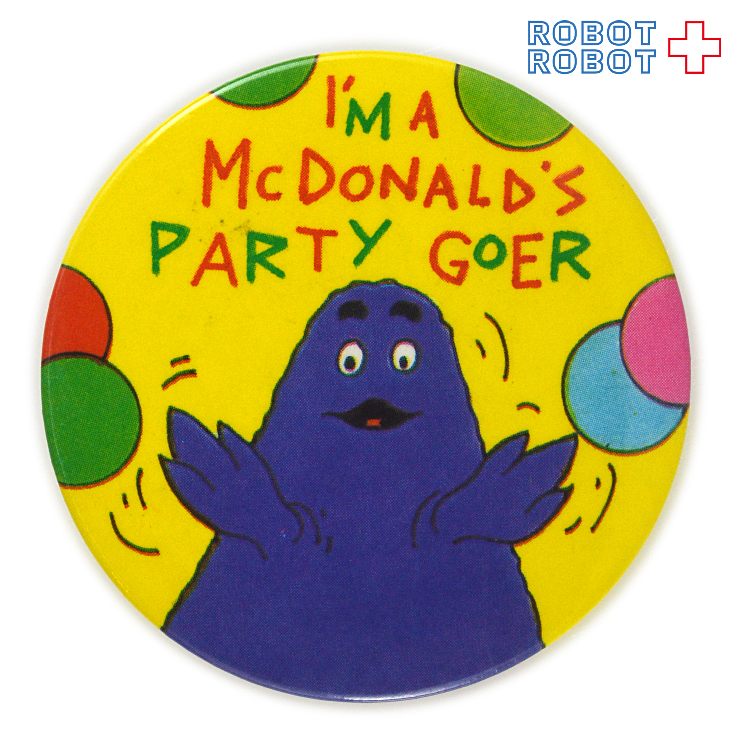 マクドナルド 缶バッジ グリマス I'm a McDonald's Party Goer 企業物 入荷写真