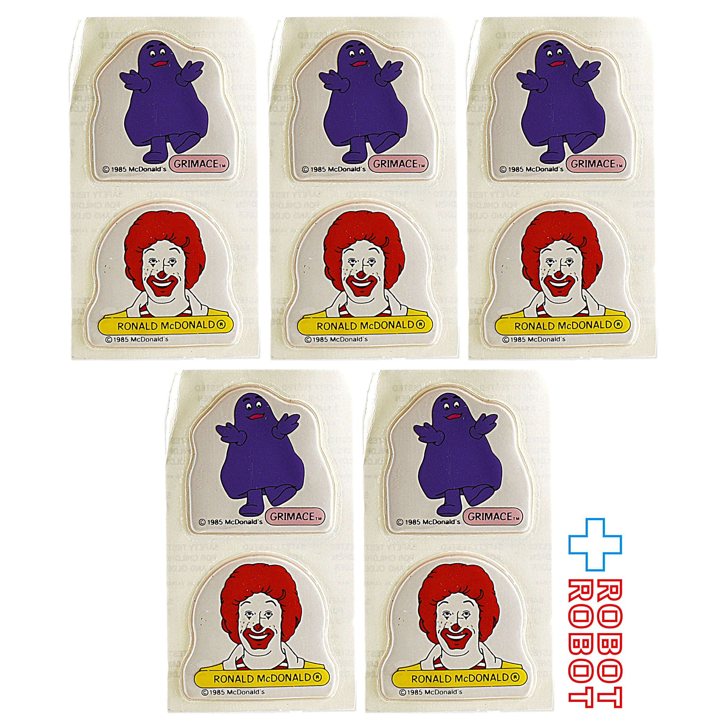 マクドナルド ロナルド＆グリマス もこもこシール セット 1985 ５セット 入荷写真