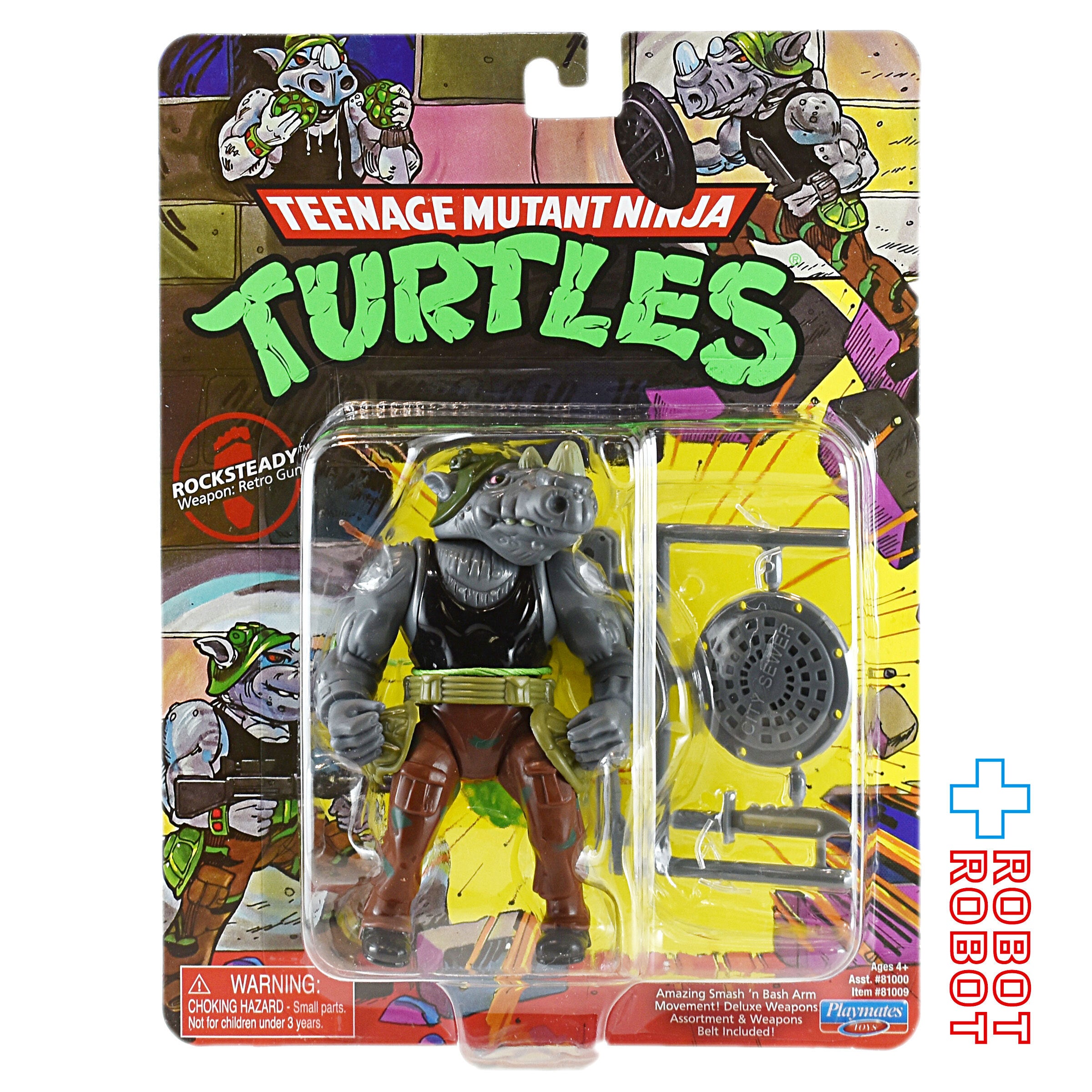 プレイメイツ タートルズ TMNT オリジナル・クラシック ロックステディ 4インチ ベーシックフィギュア 未開封 ※難有り 入荷写真