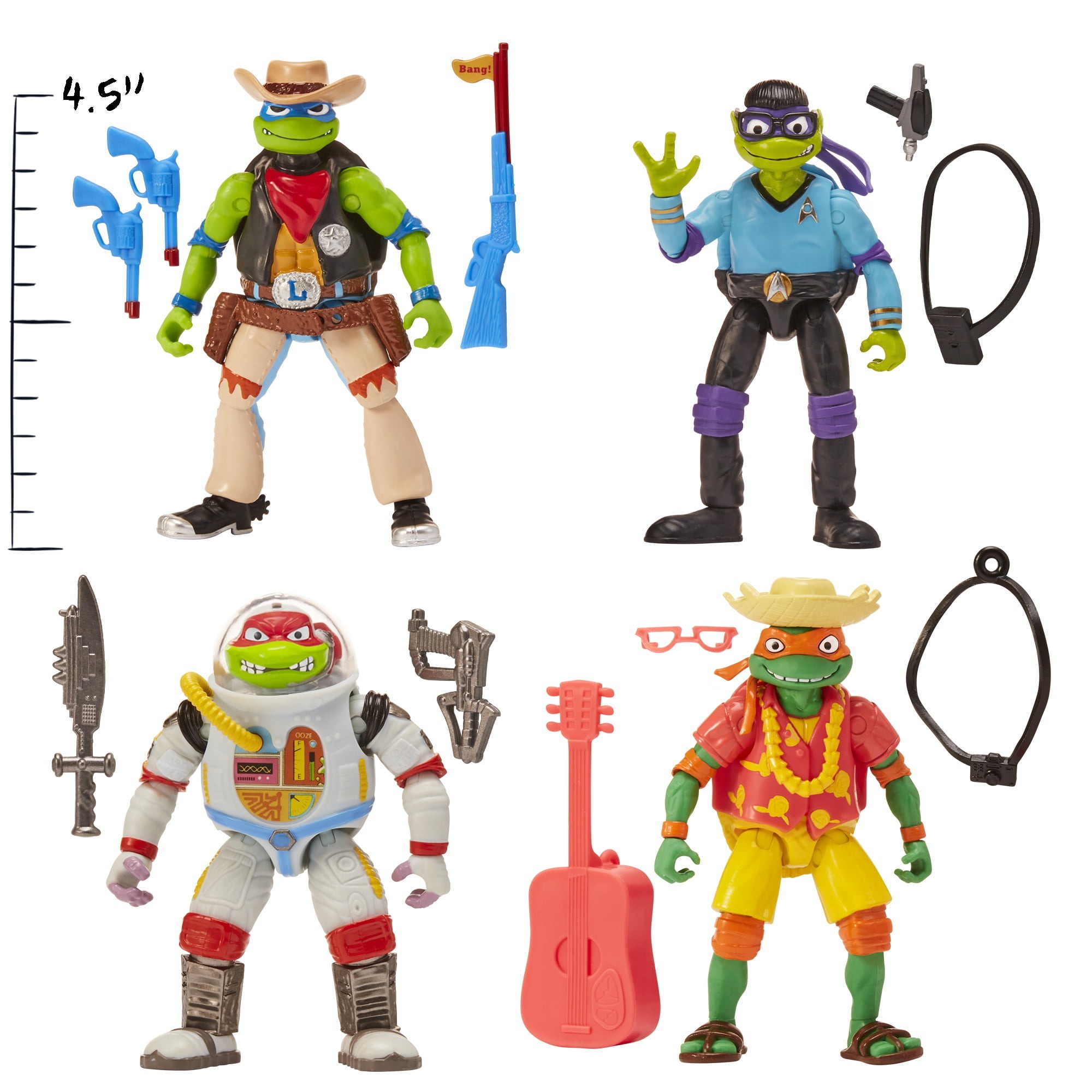プレイメイツ タートルズ ミュータント・パニック！TMNTタートルズ イン ディスガイス パーティー パック 4.5インチ フィギュア 未開封 入荷写真