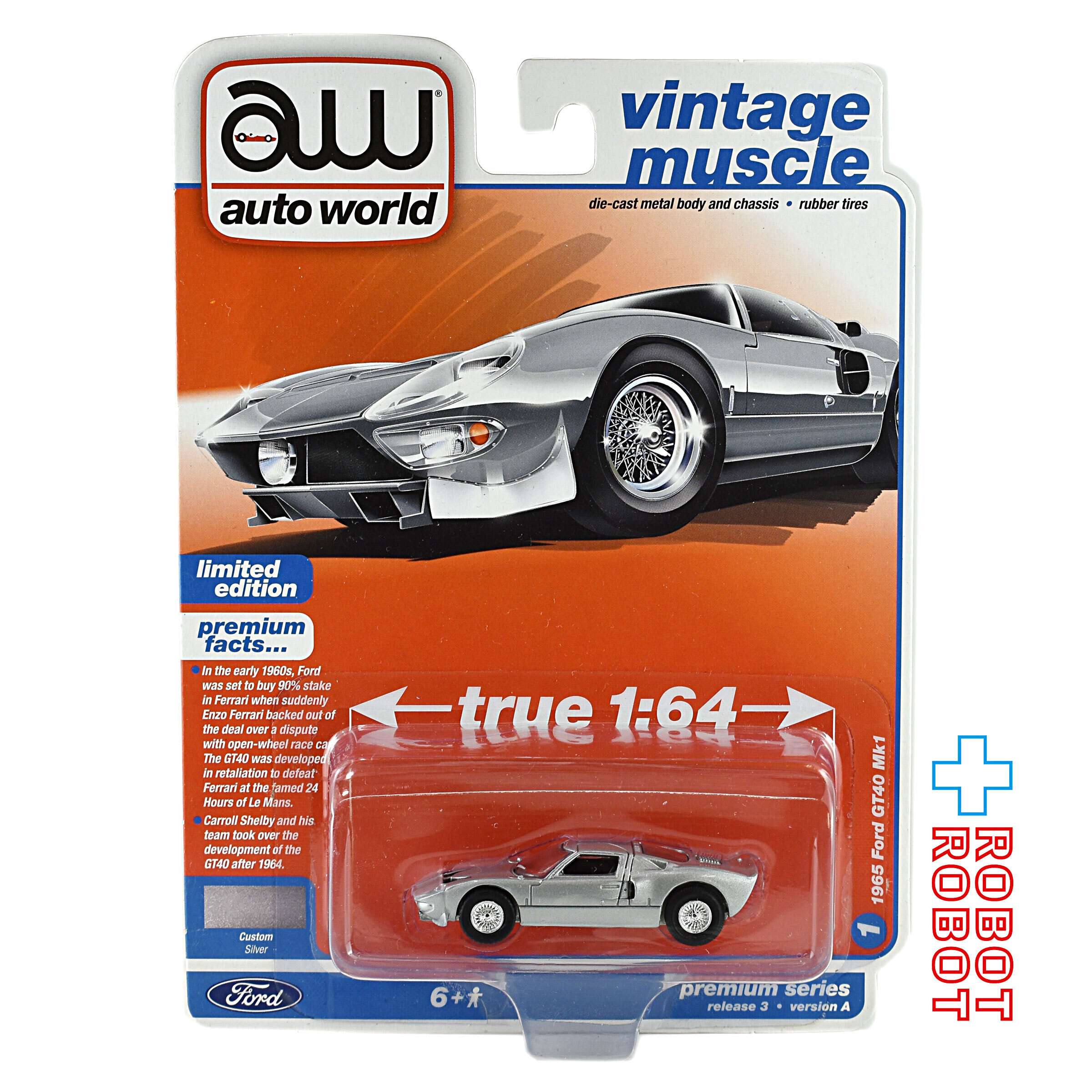オートワールド 1/64 1965 フォード GT40 Mk1 シルバー 未開封 入荷写真