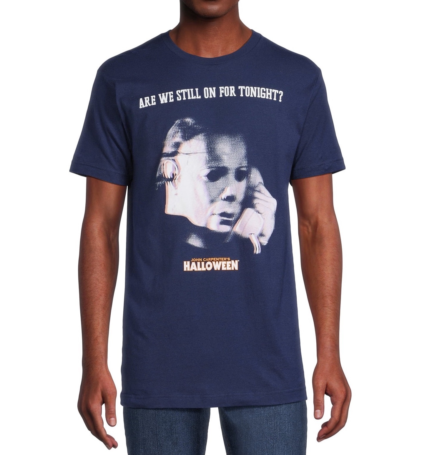 Tシャツ ハロウィン Halloween ARE WE STILL ON FOR TONIGHT？ ネイビー 入荷写真