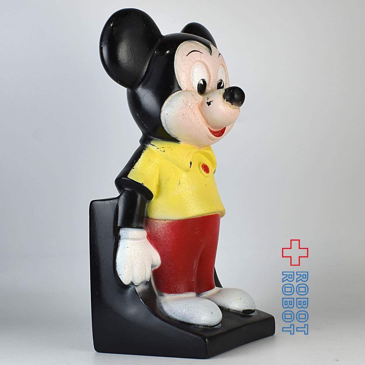ディズニー ミッキーマウス 黄シャツ 艶無し ソフビ貯金箱 プレイパル社 ※底蓋欠 入荷写真