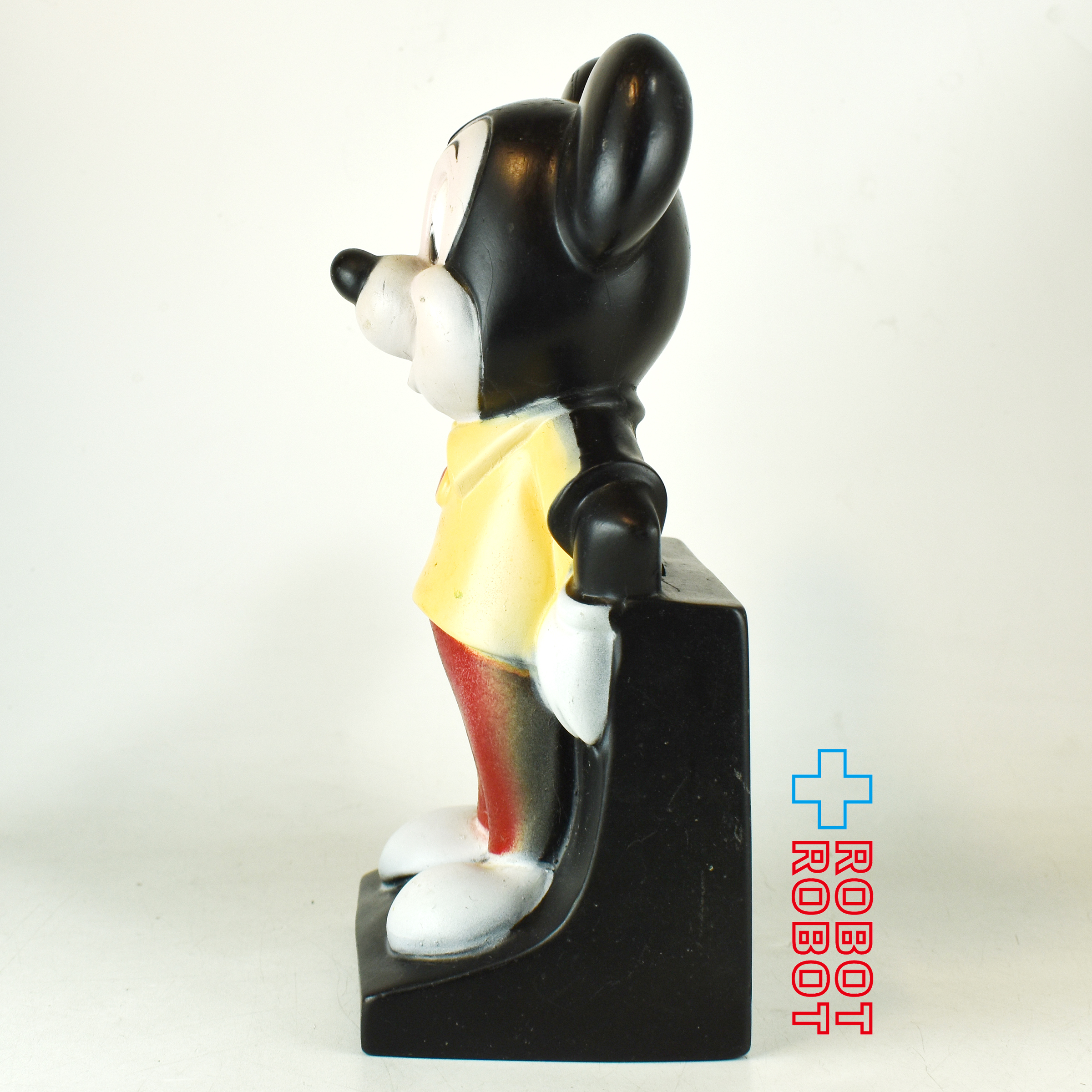 ディズニー ミッキーマウス 黄シャツ 艶無し ソフビ貯金箱 プレイパル社 ※底蓋欠 入荷写真