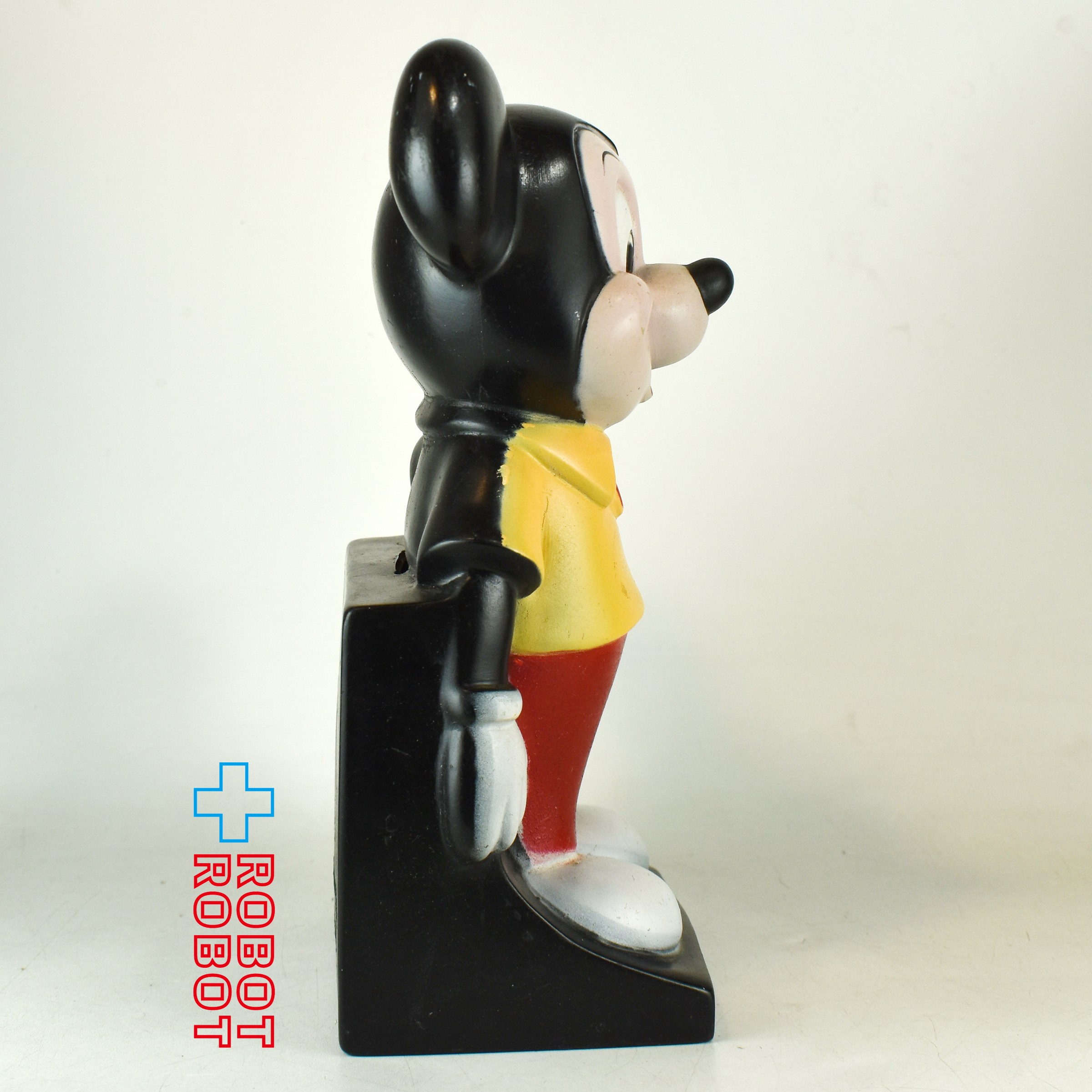ディズニー ミッキーマウス 黄シャツ 艶無し ソフビ貯金箱 プレイパル社 ※底蓋欠 入荷写真