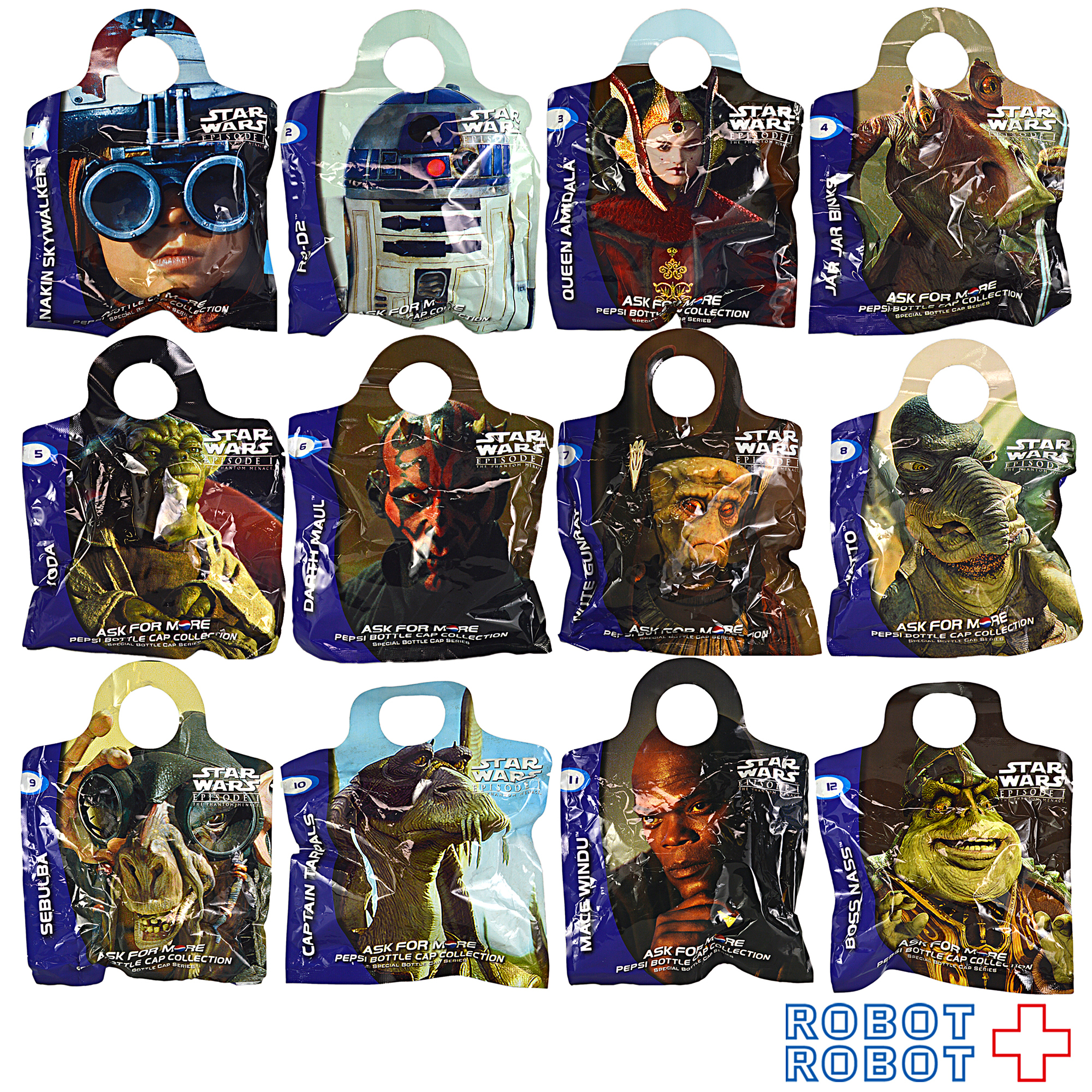 ペプシ スター・ウォーズ エピソード1 スペシャル・ボトルキャップ 全12種セット 袋入未開封 入荷写真