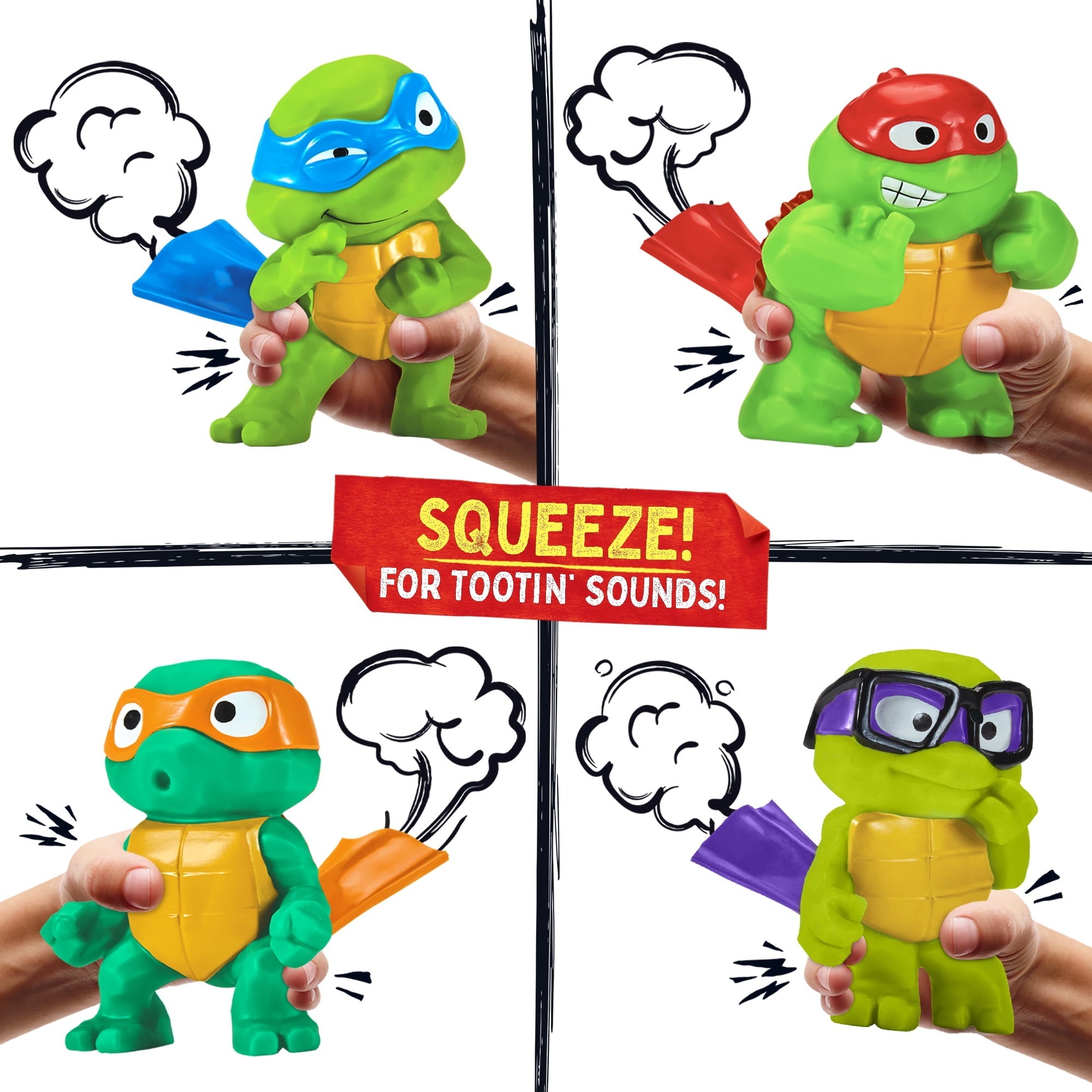 プレイメイツ タートルズ ミュータント・パニック！TMNT こどもタートル おならソフビ ４体セット 入荷写真