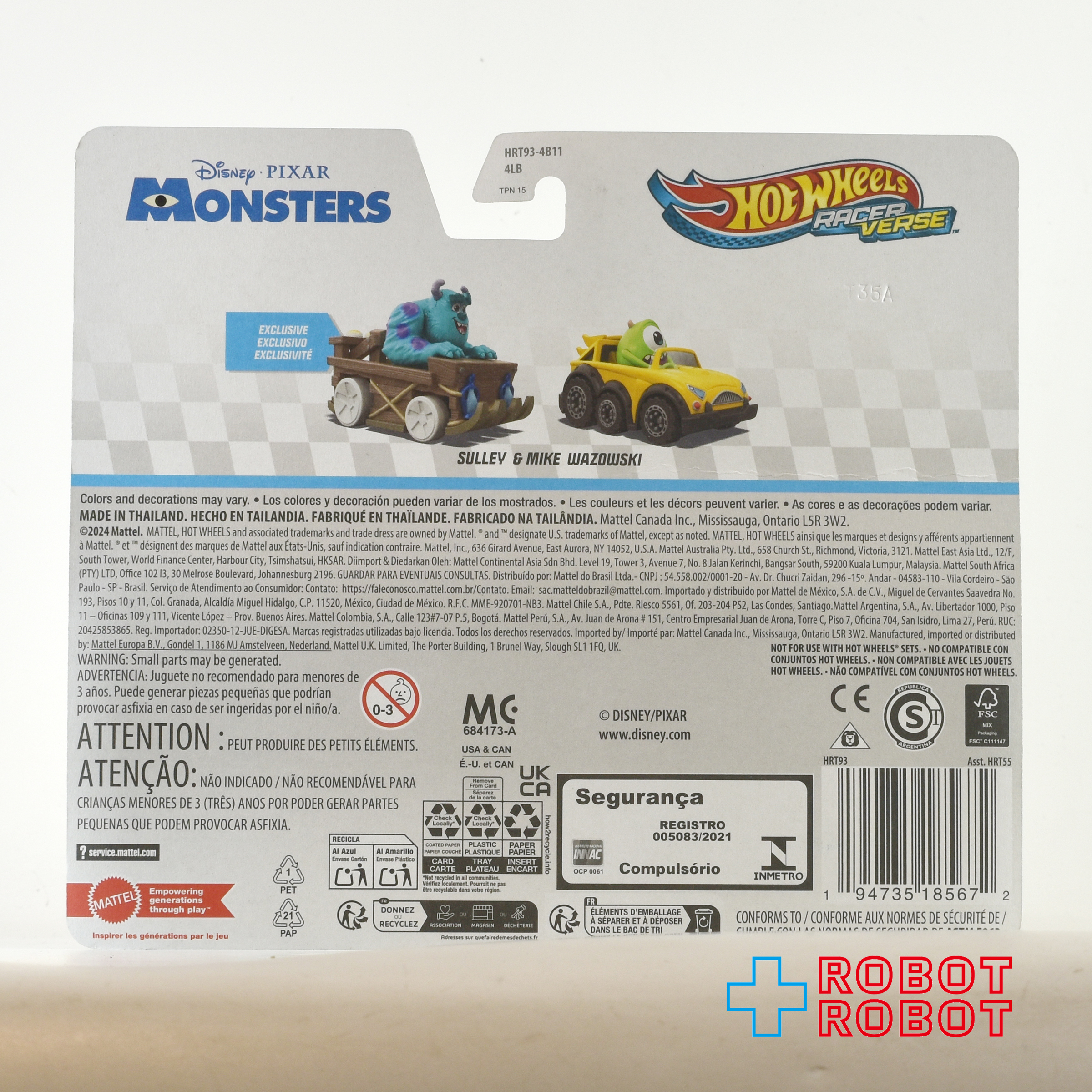 ホットウィール レーサーバース 2025 ディズニー ピクサー モンスターズ・インク サリー & マイク・ワゾウスキ 2パック ダイキャスト メタルビークル ミニカー 未開封 入荷写真
