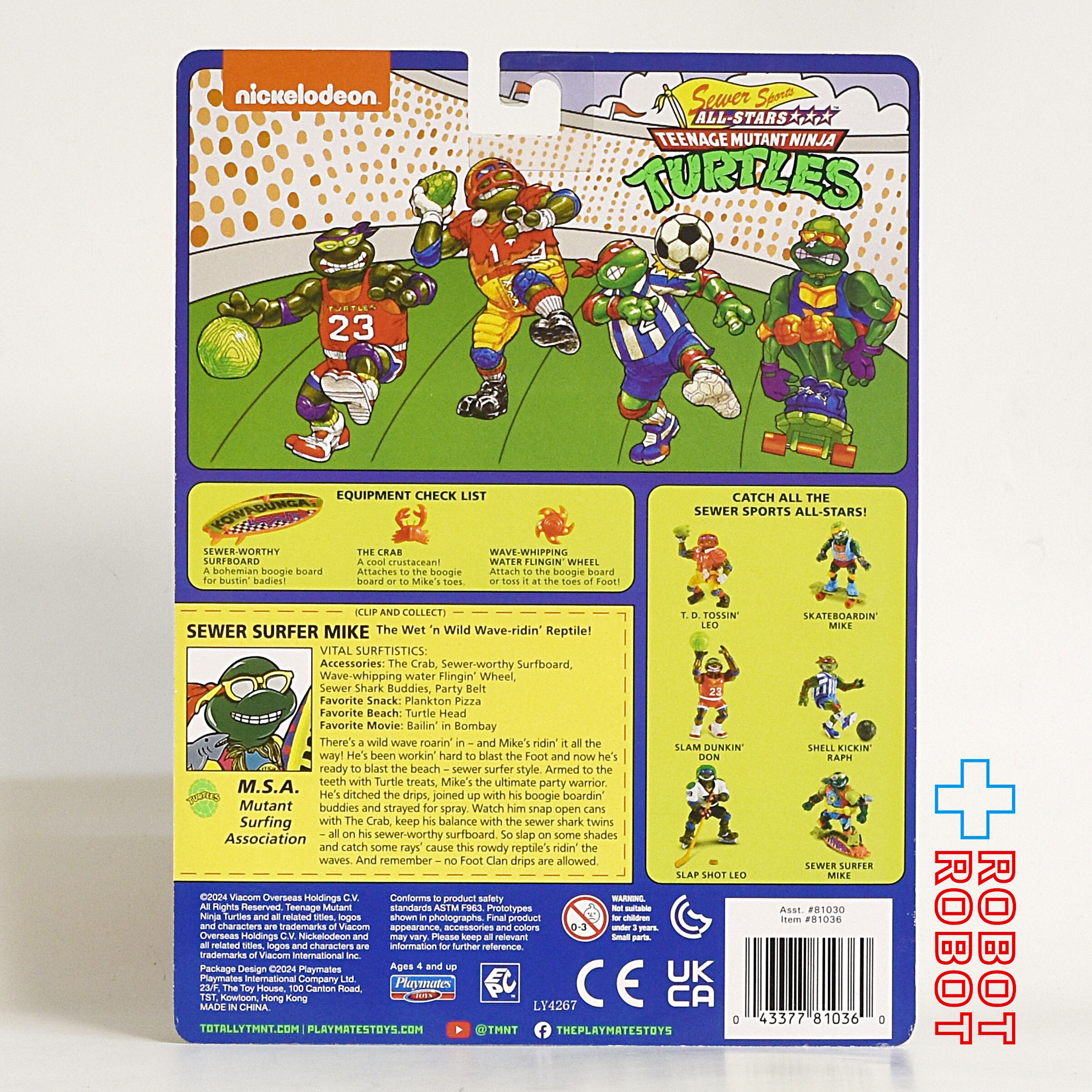 プレイメイツ タートルズ TMNT オリジナル・クラシック ソーヤー・スポーツ サーフィン ミケランジェロ 4インチ ベーシックフィギュア 未開封 入荷写真