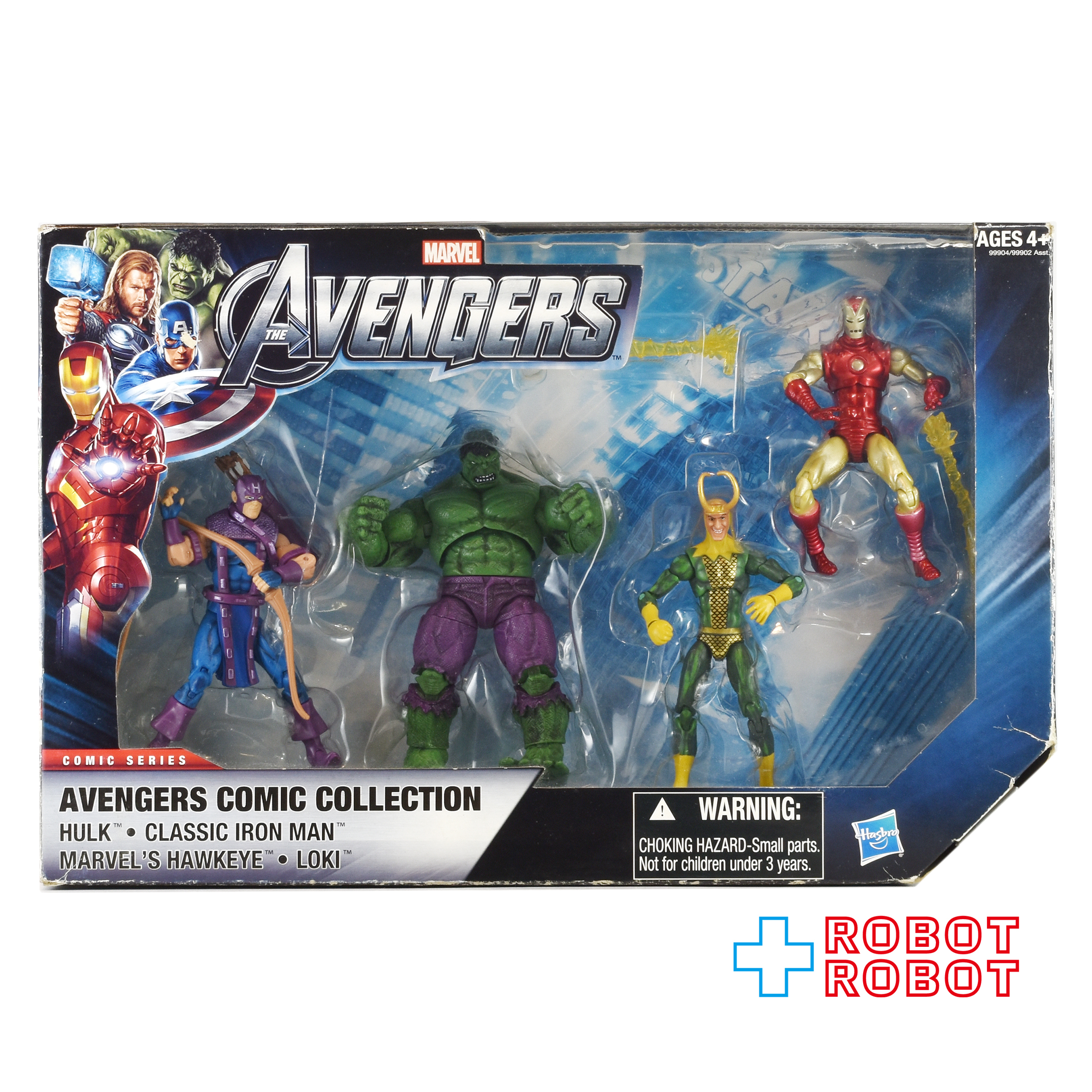 マーベル アベンジャーズ コミックコレクション ホークアイ / ハルク / ロキ / アイアンマン 4パック 3.75インチ アクションフィギュア 箱入 入荷写真