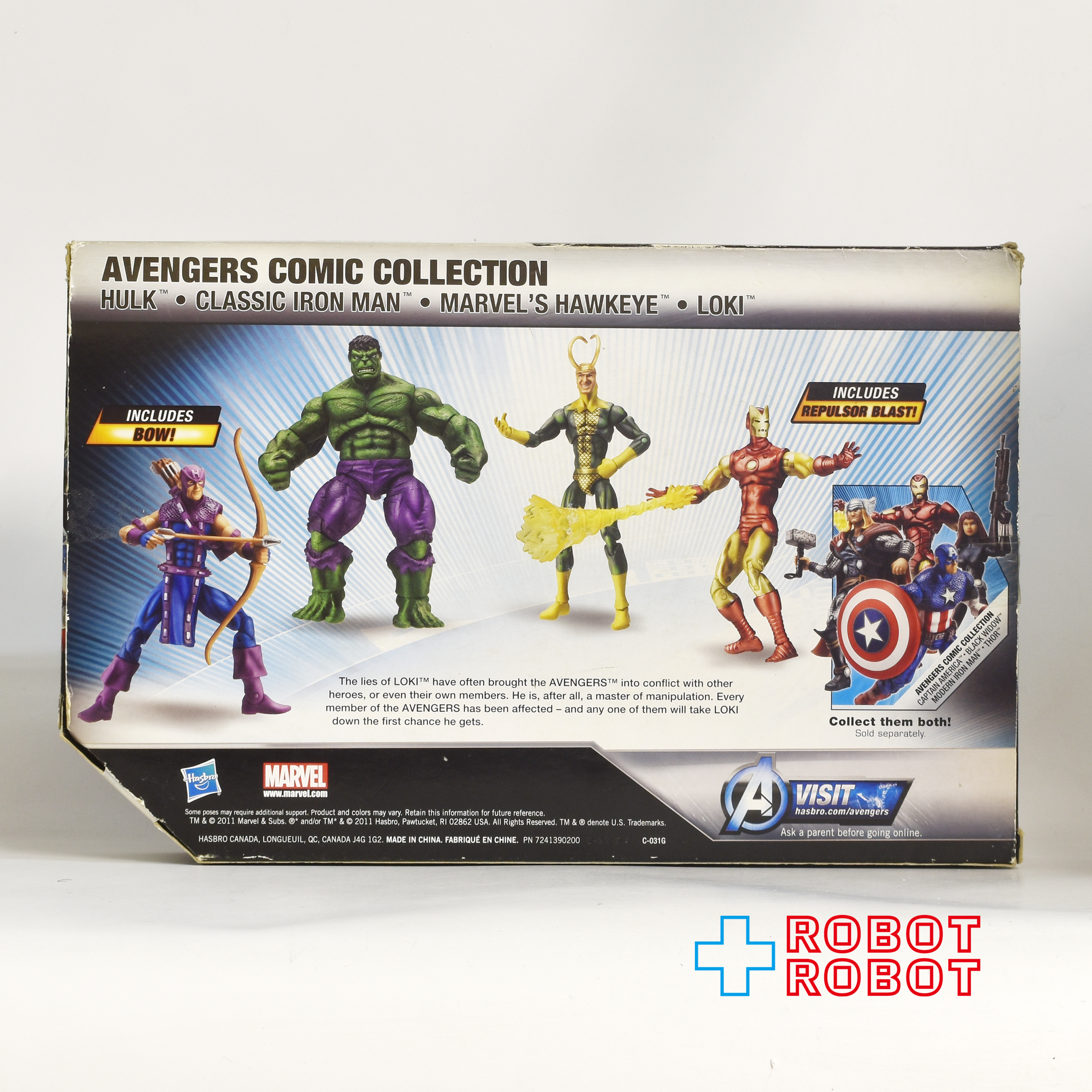 マーベル アベンジャーズ コミックコレクション ホークアイ / ハルク / ロキ / アイアンマン 4パック 3.75インチ アクションフィギュア 箱入 入荷写真